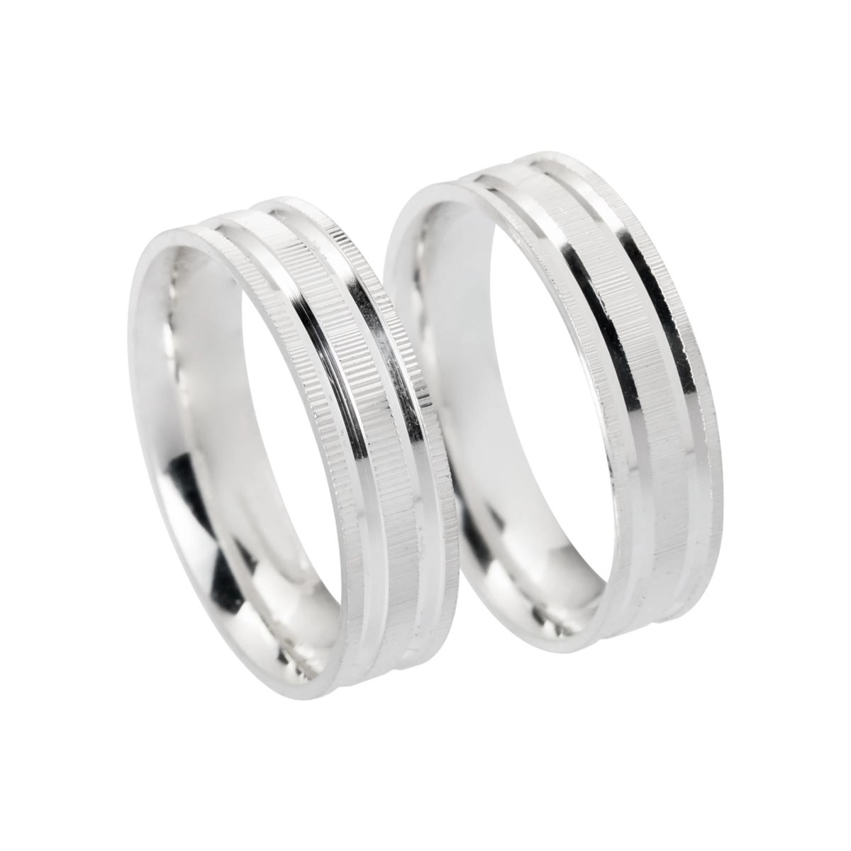 Alianças de Namoro em Prata 6g 6mm Diamantada