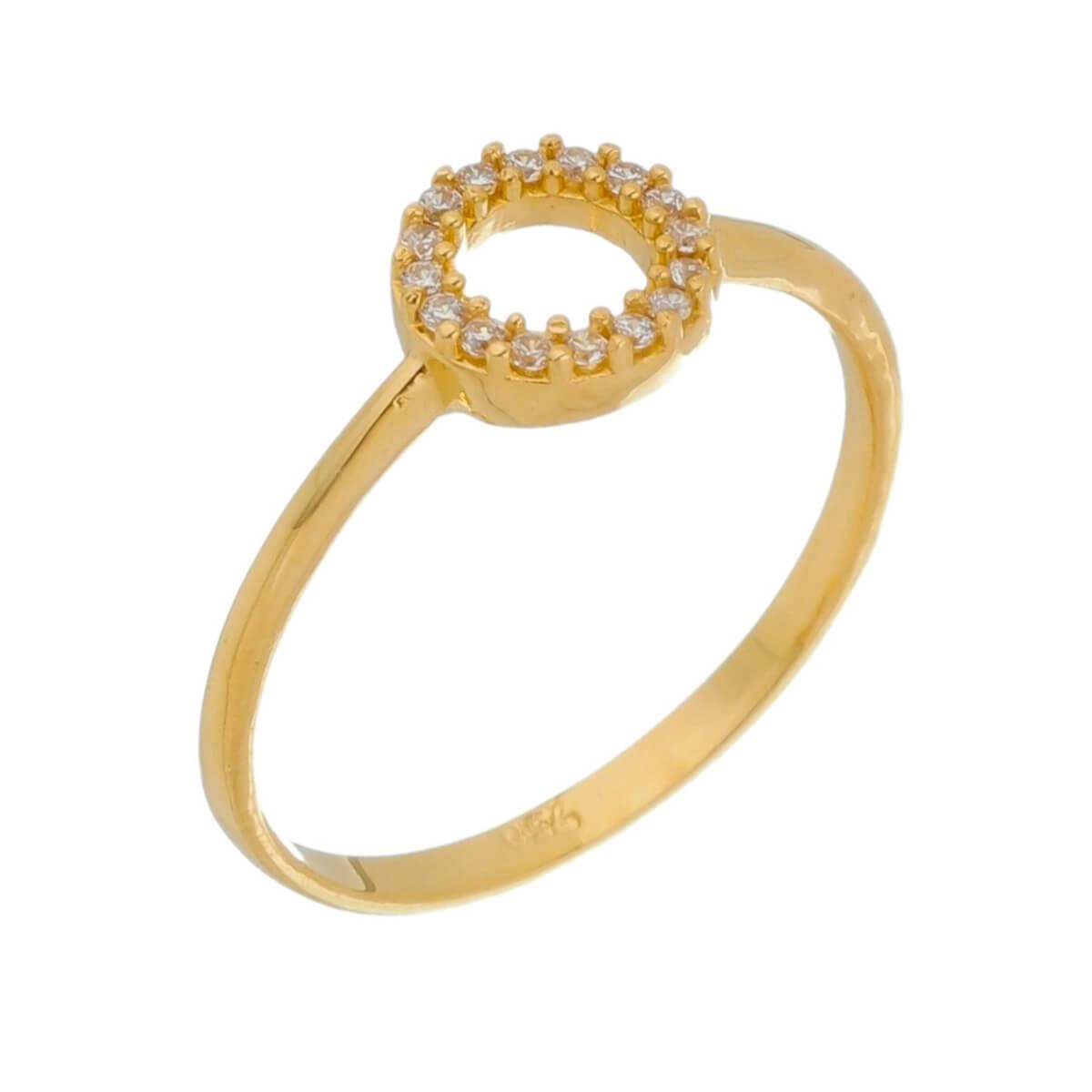Anel Ouro 18k Círculo Vazado C/ Pedras 7.00mm