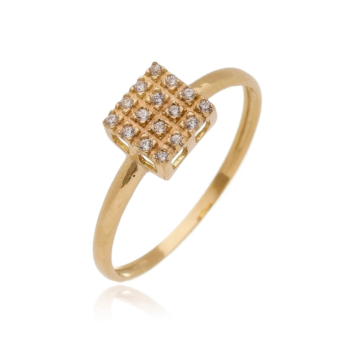 Anel Ouro 18k Chuveiro Quadrado 6mm