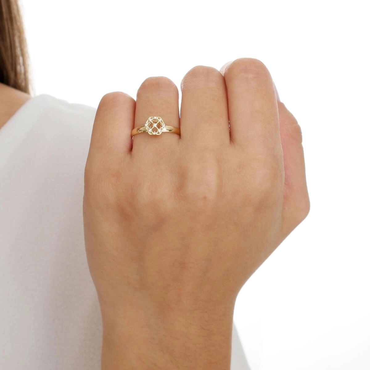 Anel Ouro 18k Chuveiro Sextavado 6.20mm