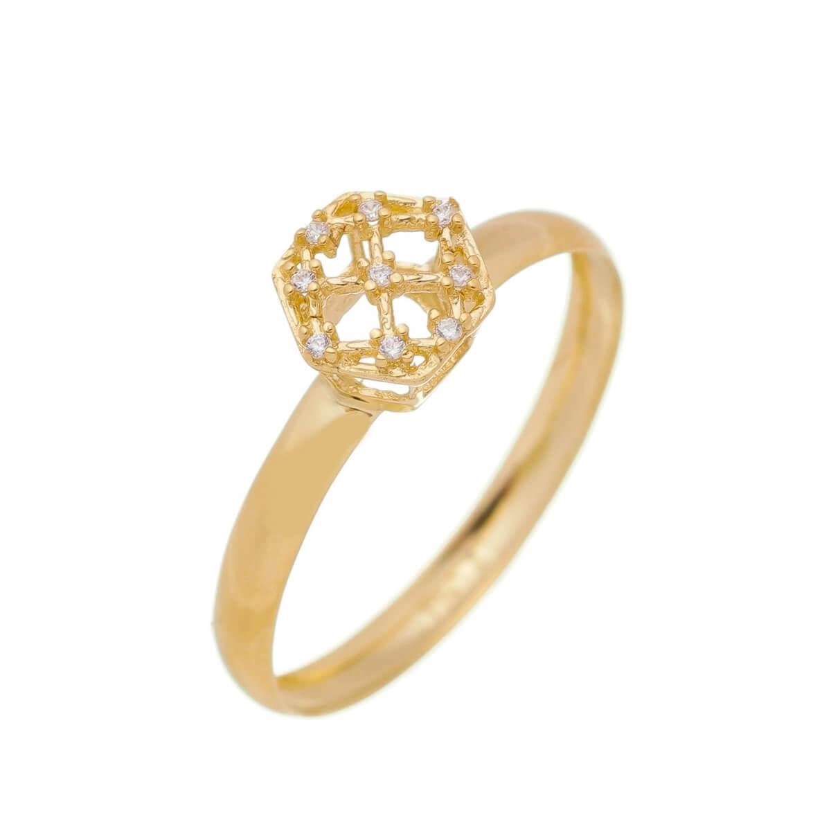 Anel Ouro 18k Chuveiro Sextavado 6.20mm