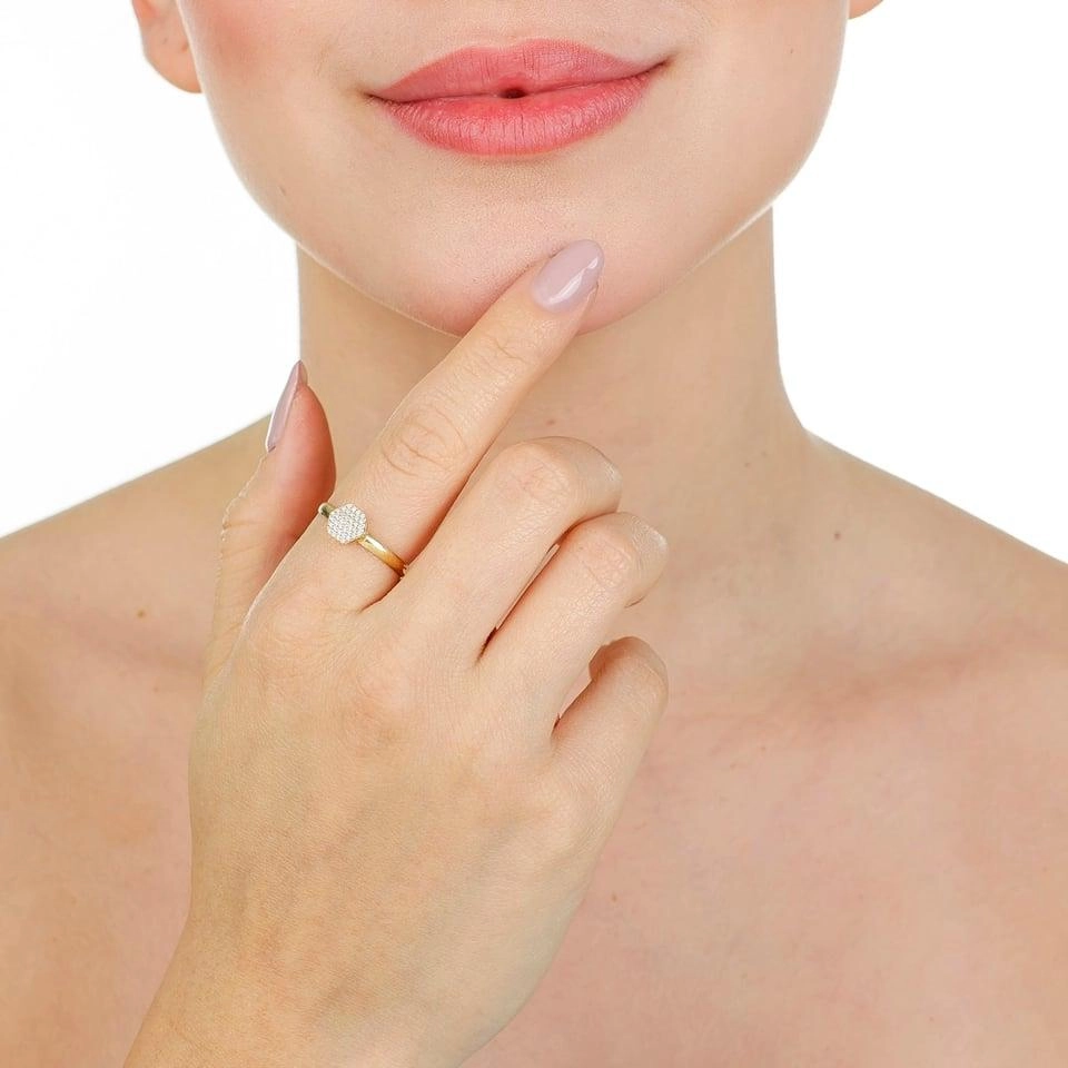 Anel Ouro 18k Chuveiro Sextavado 7mm 