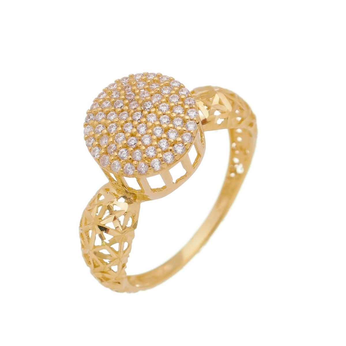 Anel Ouro 18k Chuveiro Trabalhado 10mm