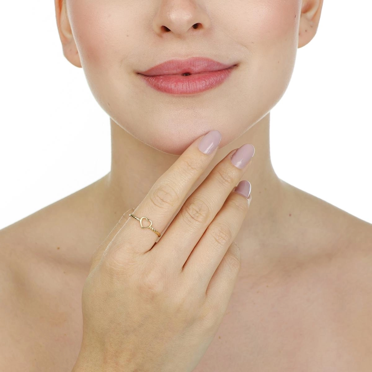 Anel Ouro 18k Coração 6mm Fio Torcido