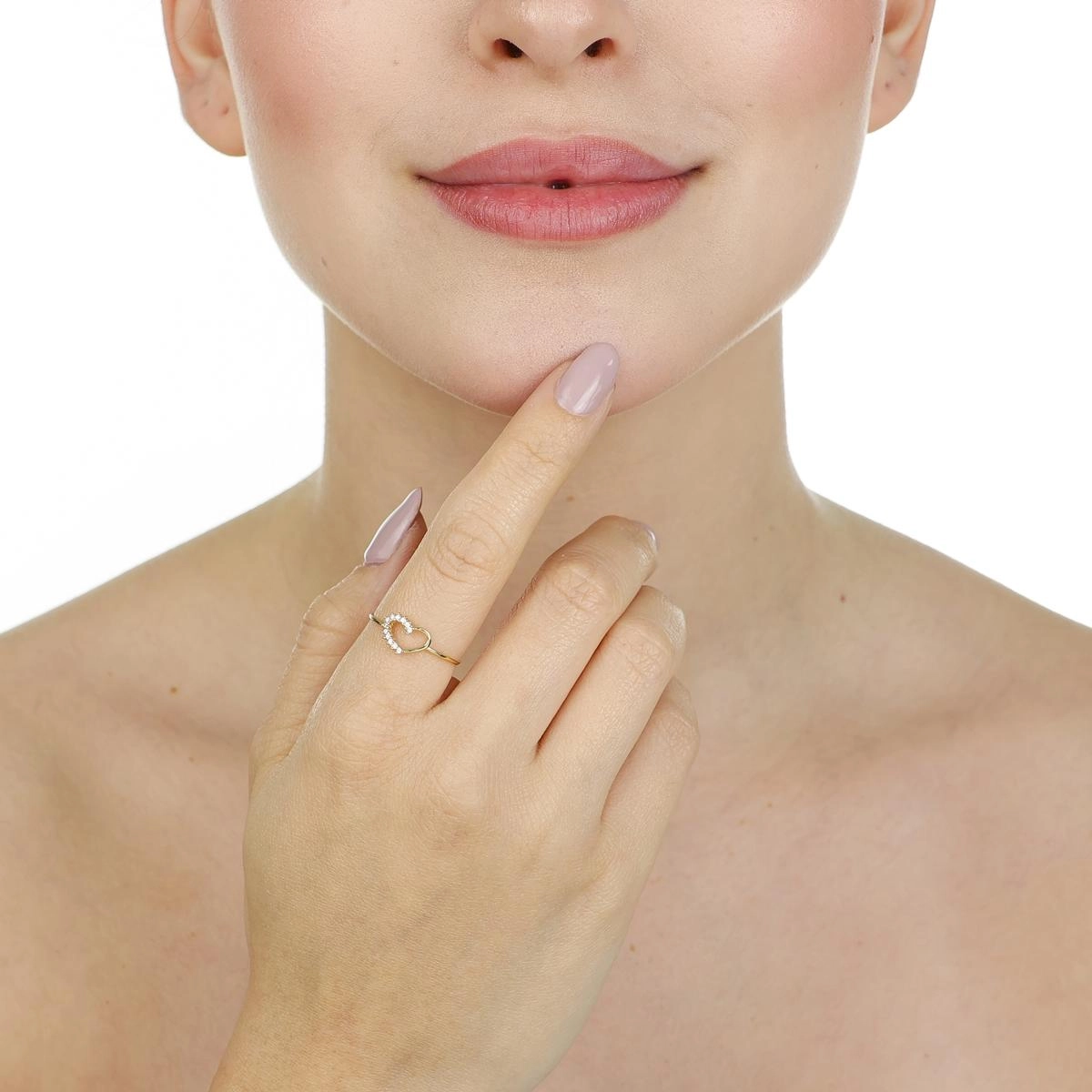 Anel Ouro 18k Coração 7mm C/Zircônias