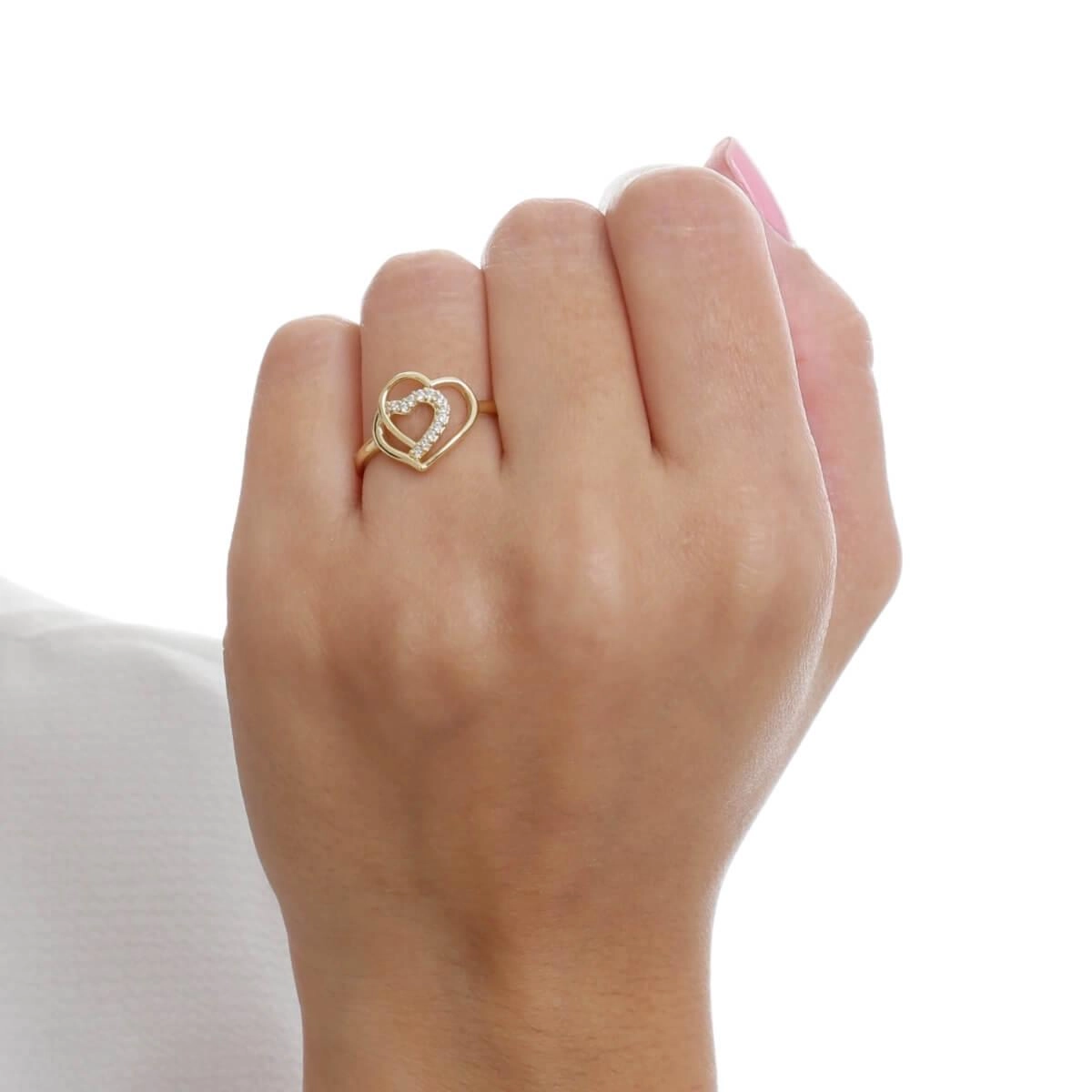 Anel Ouro 18k Coração Entrelaçado 11.20mm