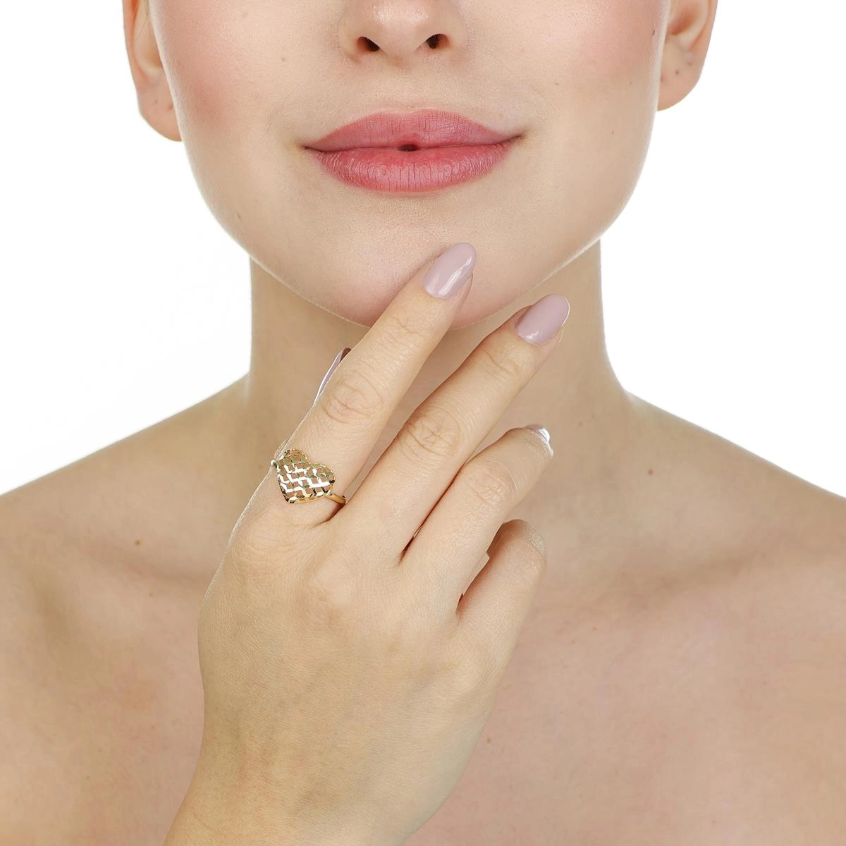 Anel Ouro 18k Coração Vazado 12mm