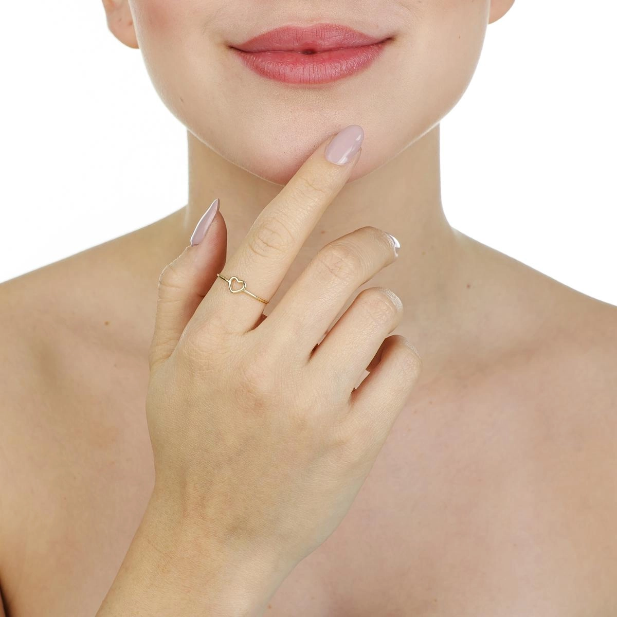 Anel Ouro 18k Coração Vazado 5mm