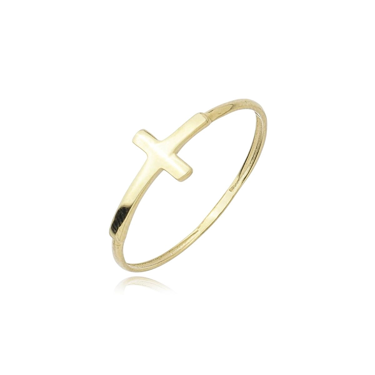 Anel Ouro 18k Cruz Lisa
