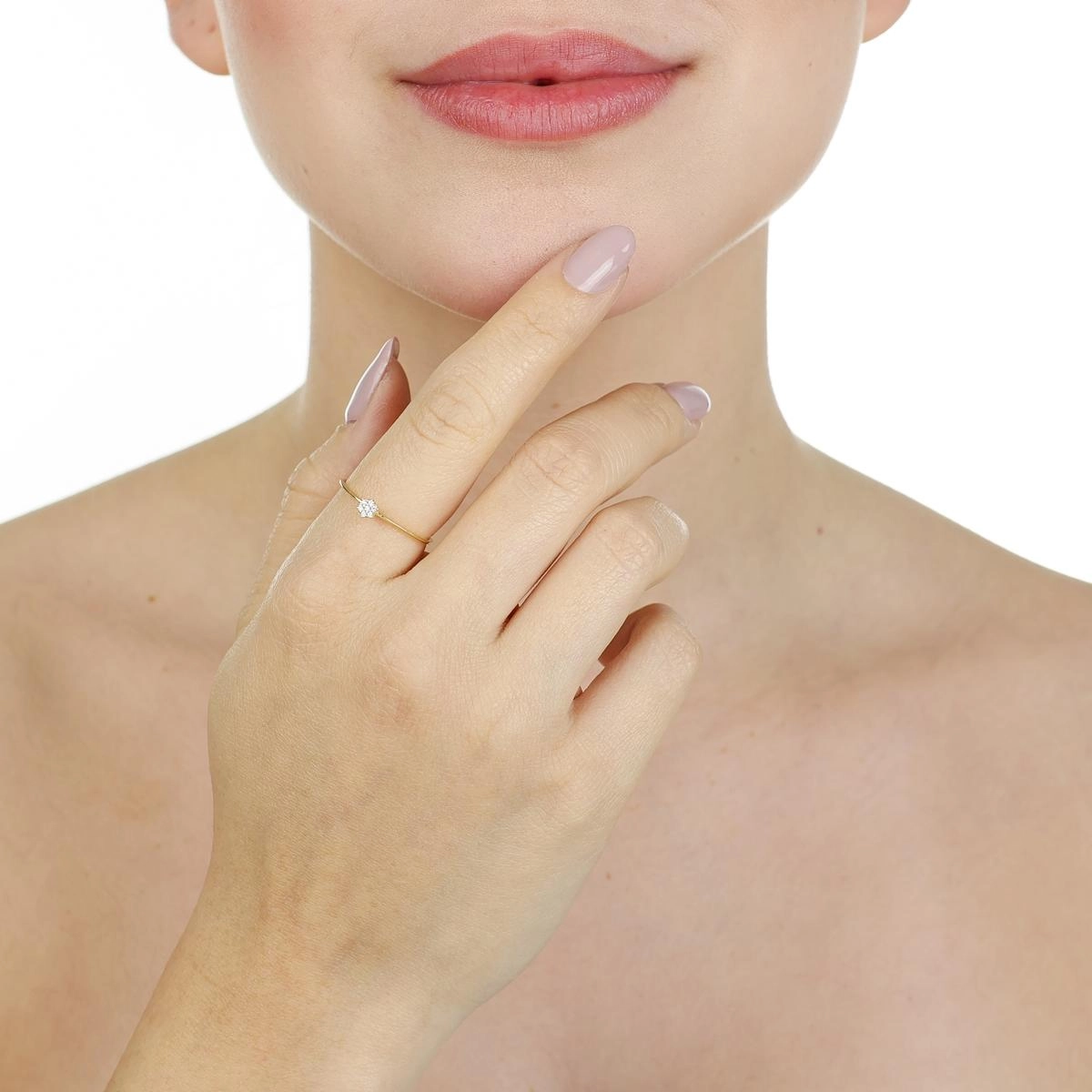 Anel Ouro 18k Flor 4mm C/Zircônias