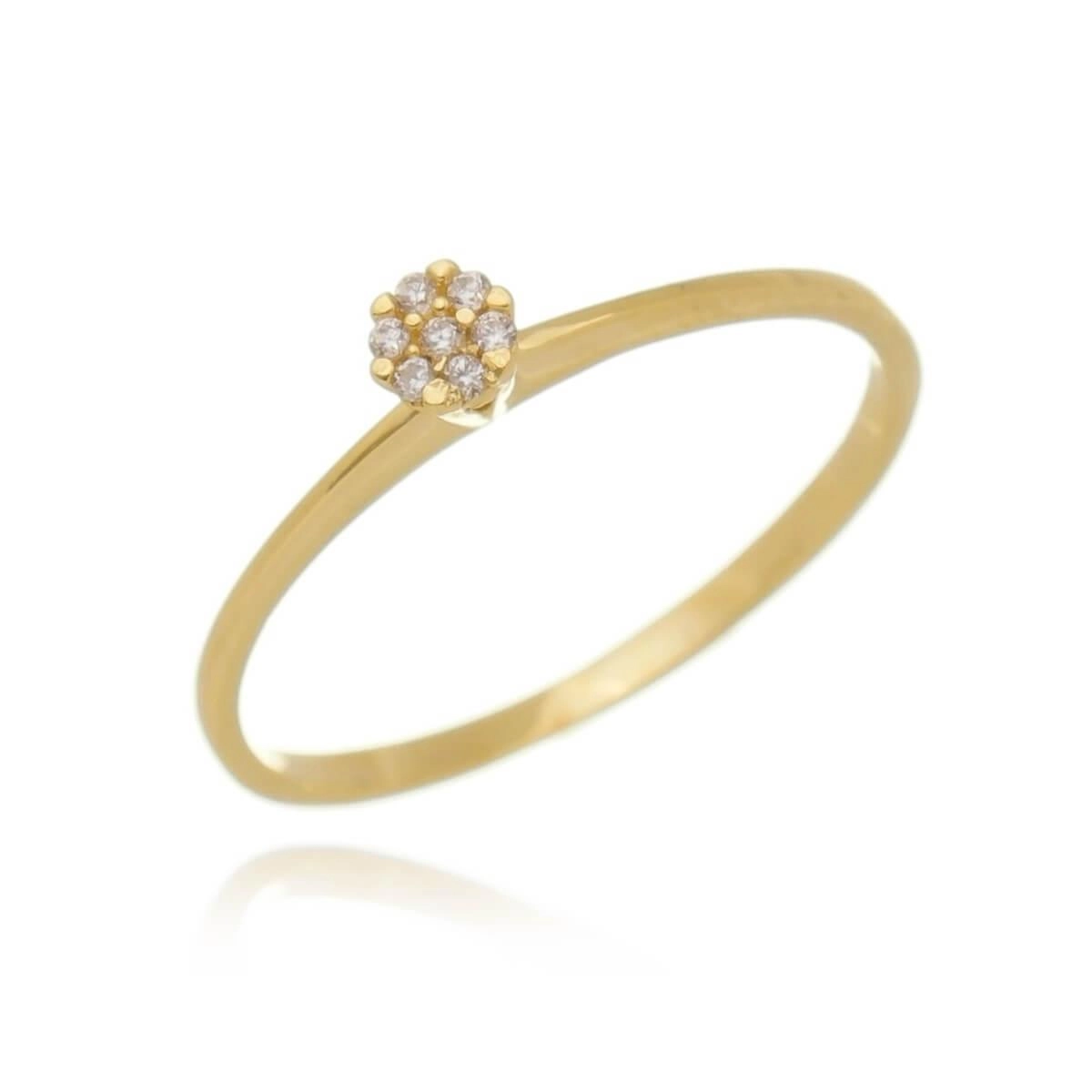 Anel Ouro 18k Flor C/Zircônia 3.30mm