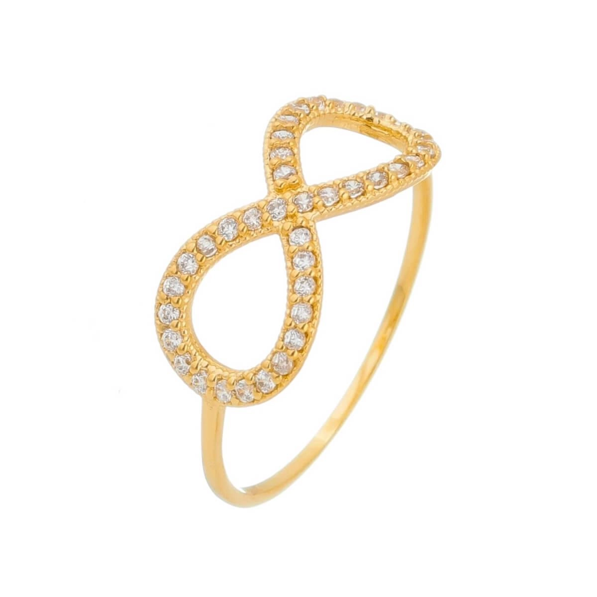 Anel Ouro 18k Infinito C/ Pedras 7.70mm