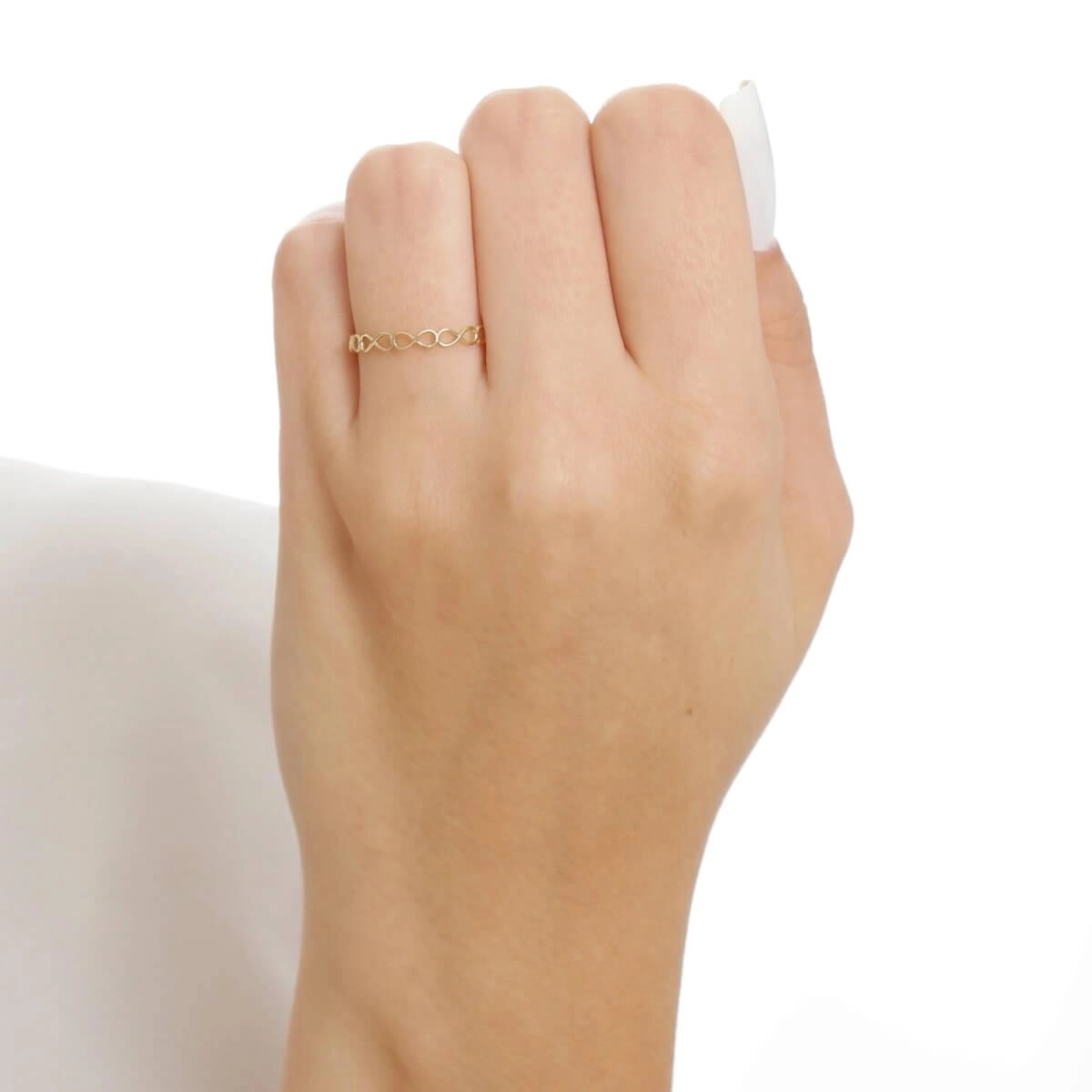 Anel Ouro 18k Infinito Trabalhado 0.80 gramas