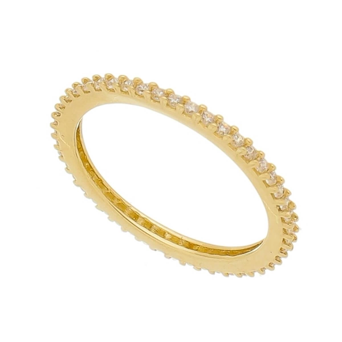 Anel Ouro 18k Meia Aliança Cravejada 2.35 gramas