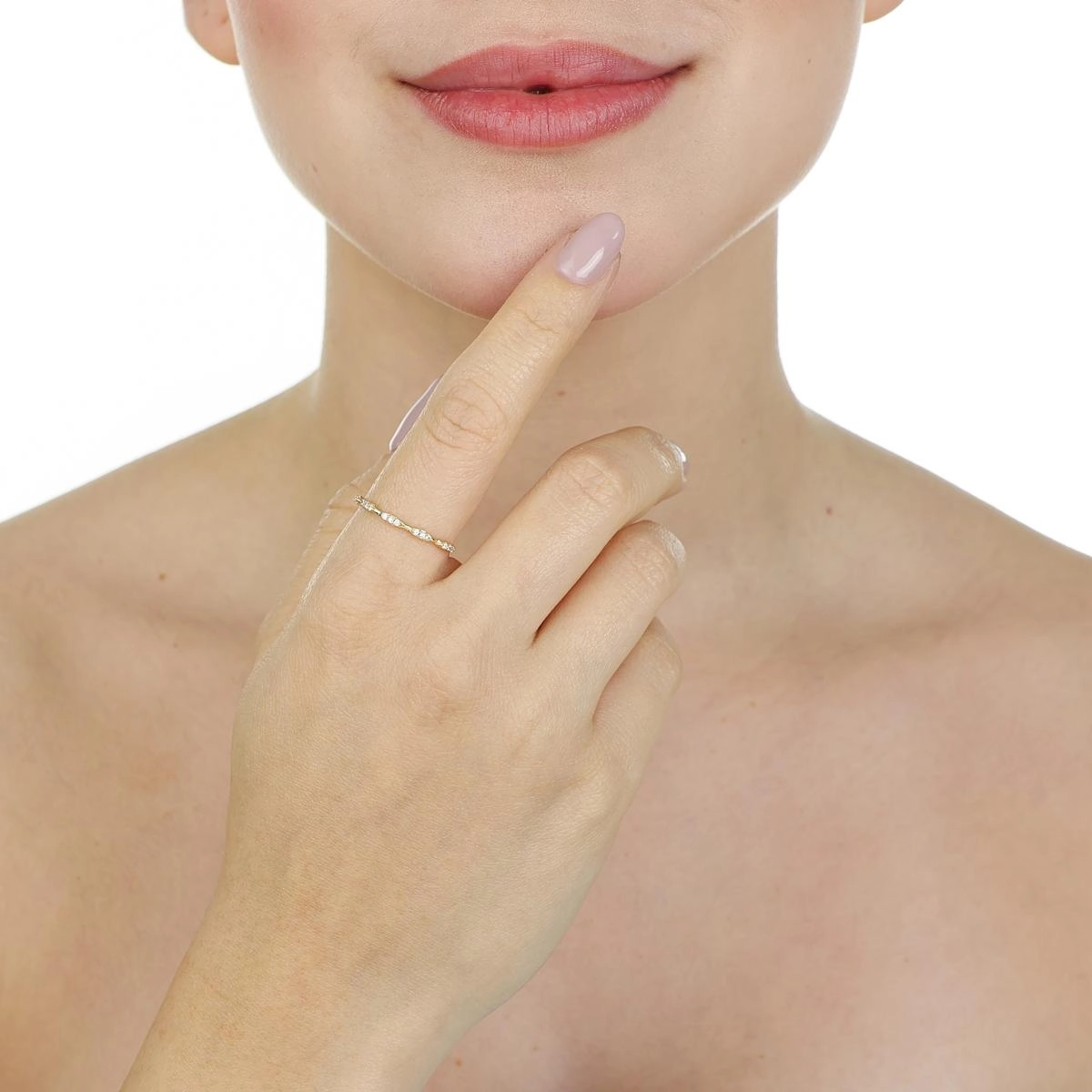 Anel Ouro 18k Meia Aliança Trio Zircônias