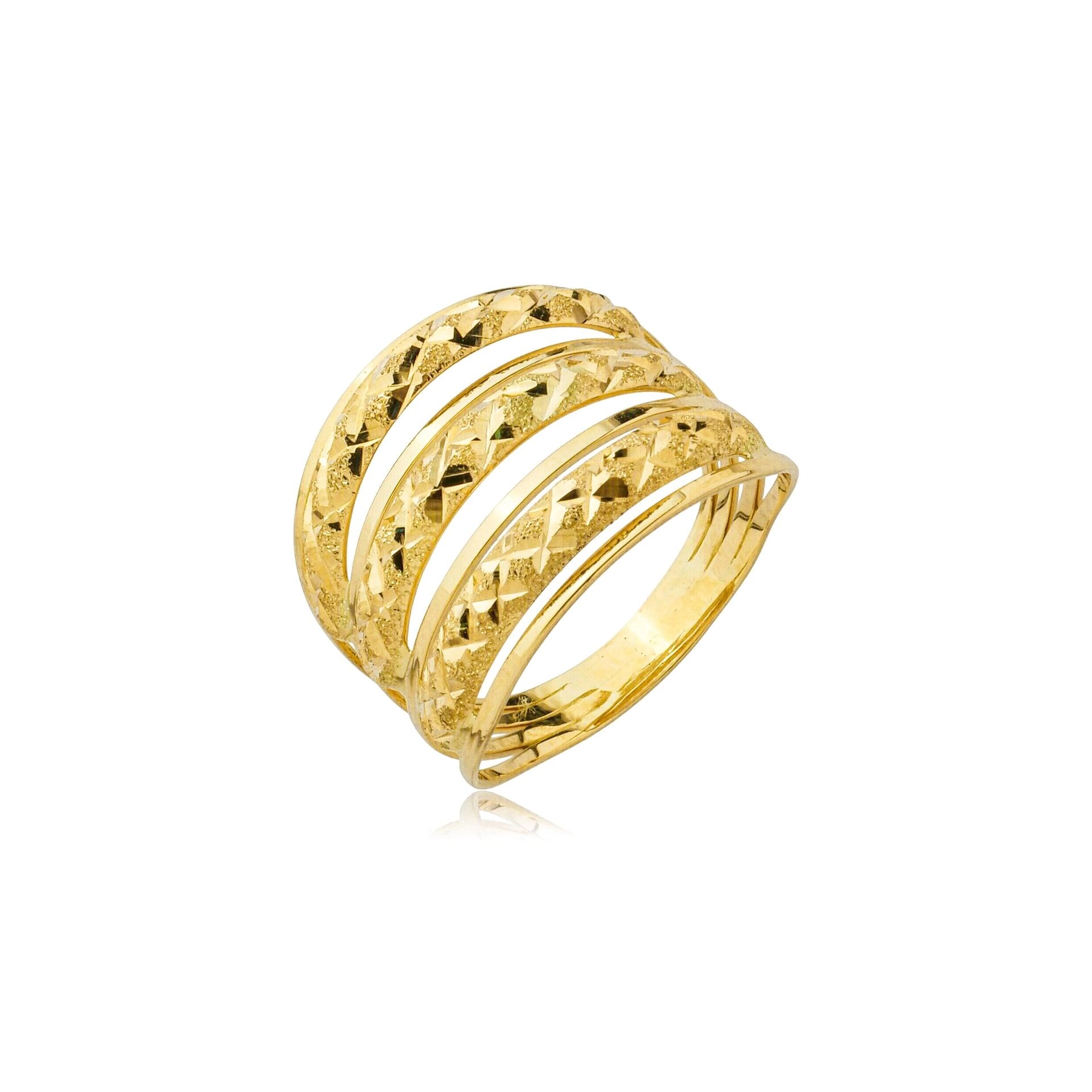 Anel Ouro 18k Meia Aliança Tripla Diamantada