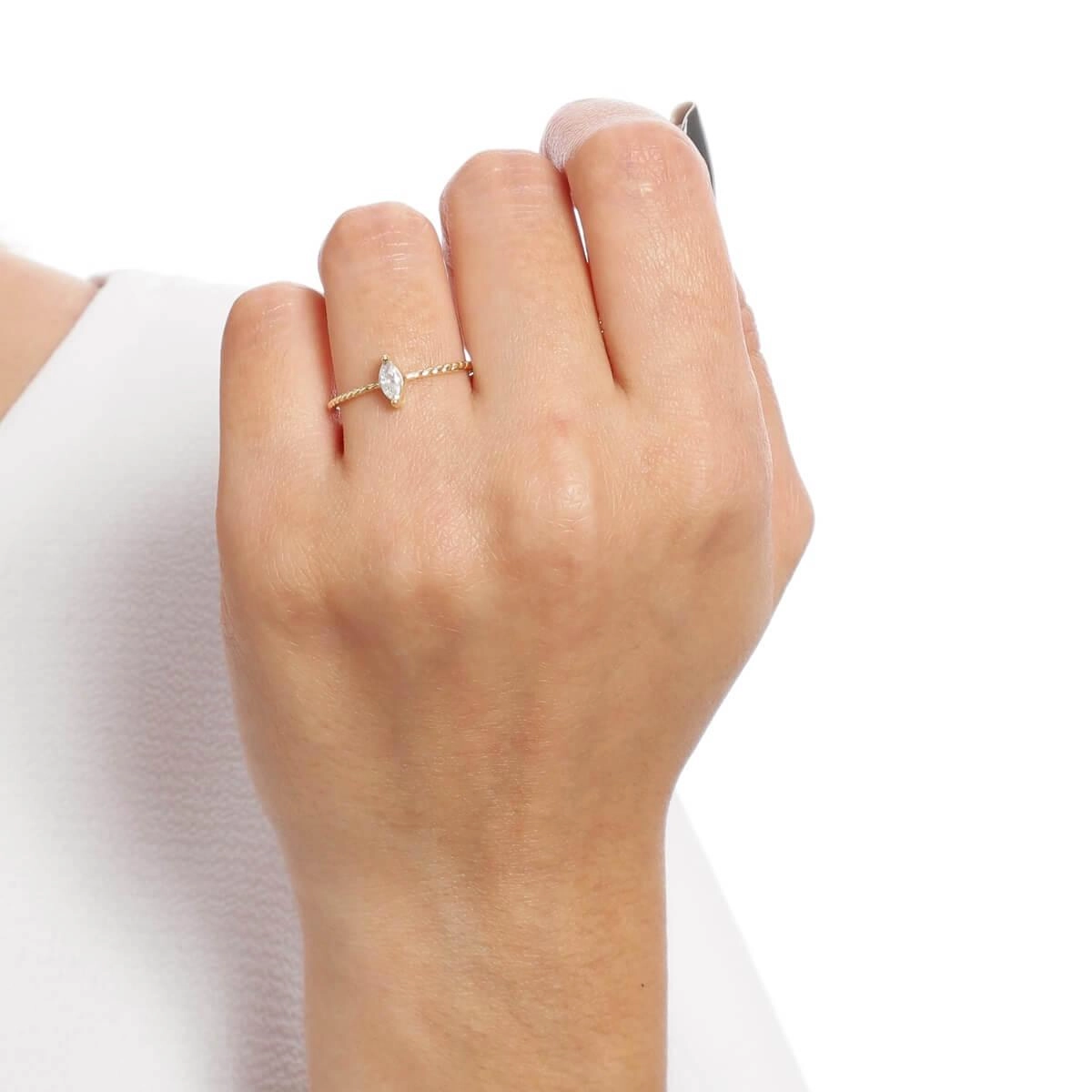 Anel Ouro 18k Navete 6mm