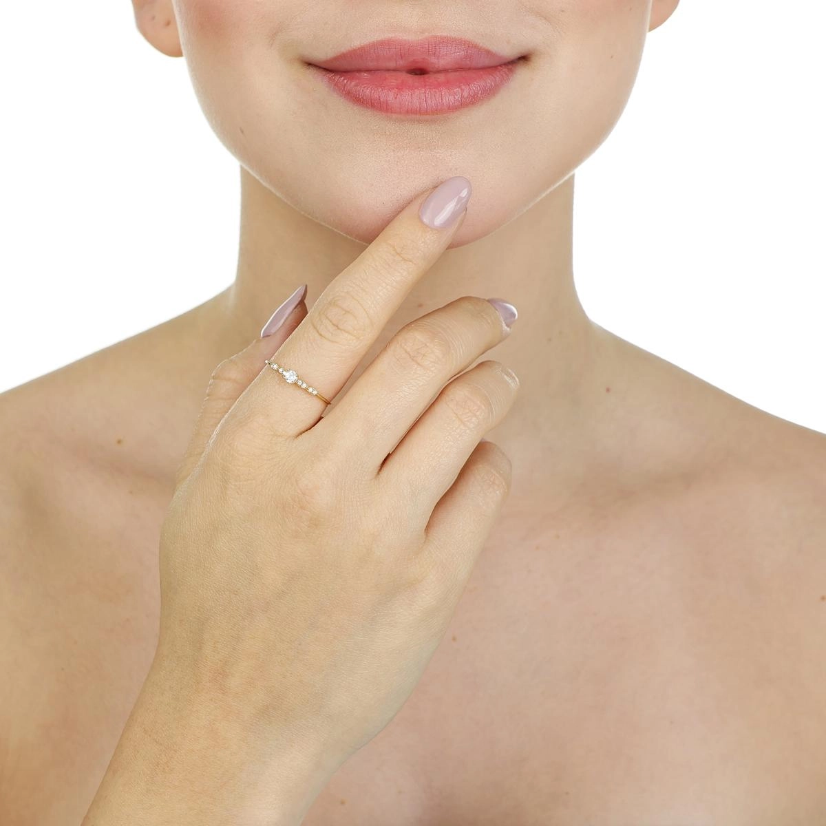 Anel Ouro 18k Solitário 3mm C/Pedras Laterais