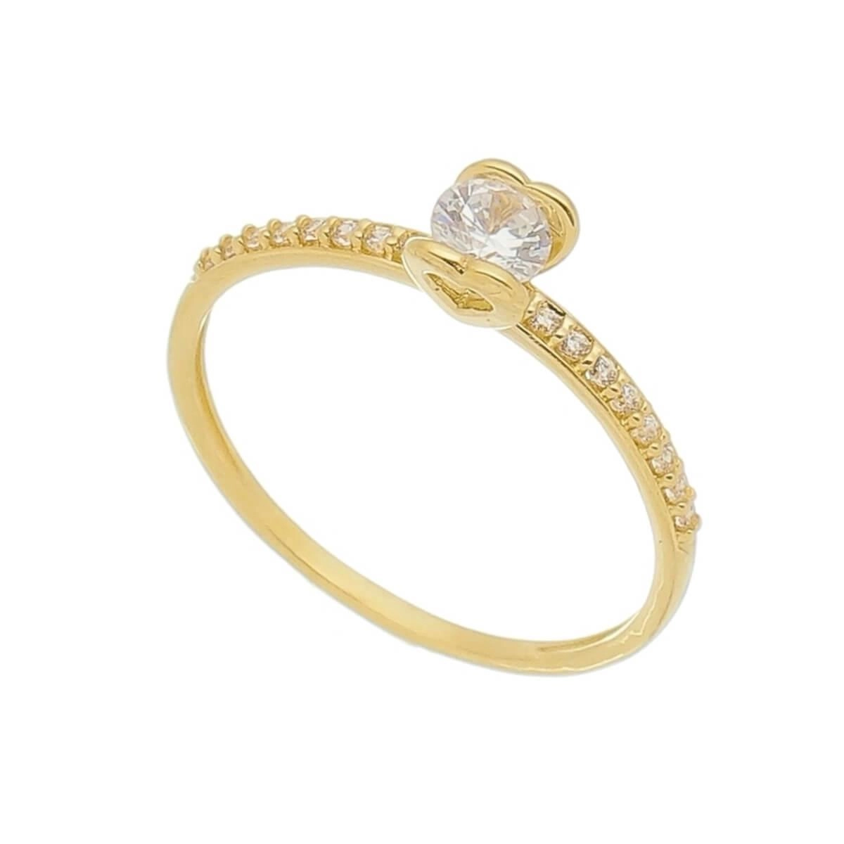 Anel Ouro 18k Solitário 4.50mm C/Pedras Laterais