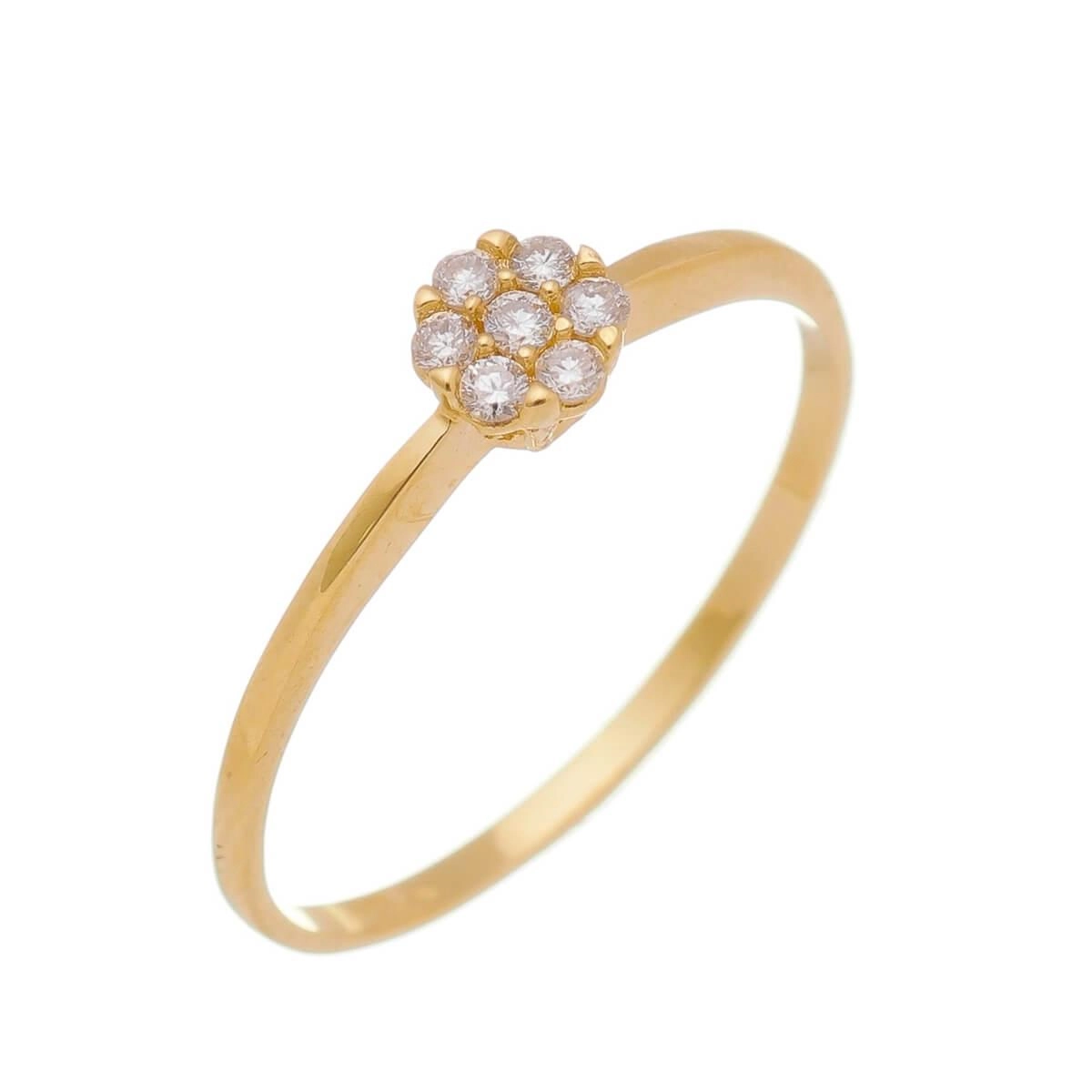 Anel Ouro 18k Solitário Flor Brilhante 0.50 Pontos