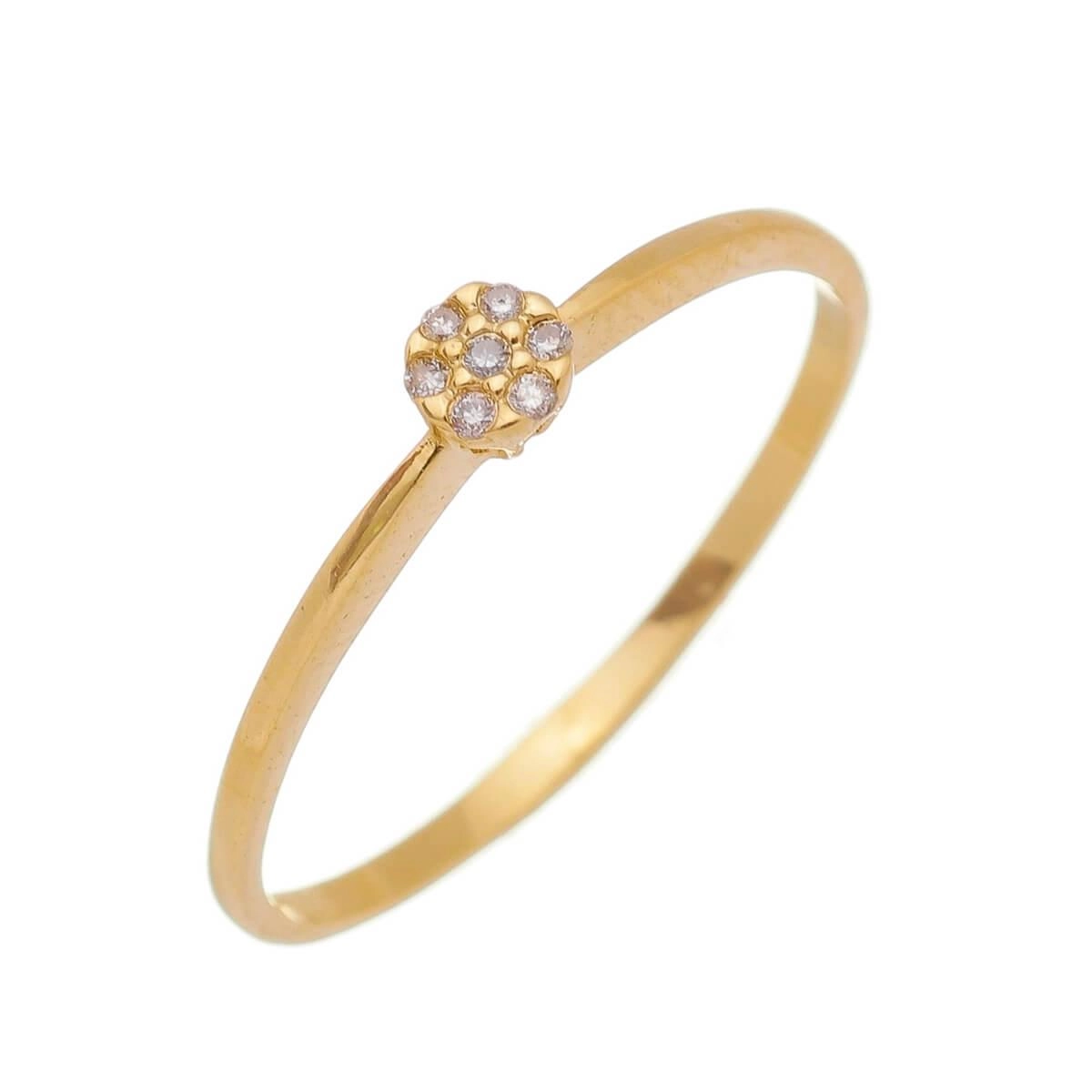 Anel Ouro 18k Solitário Flor de Brilhante 0.5 Pontos 3.40mm