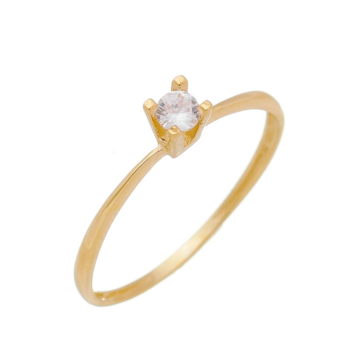 Anel Ouro 18k Solitário Zircônia 3.40mm
