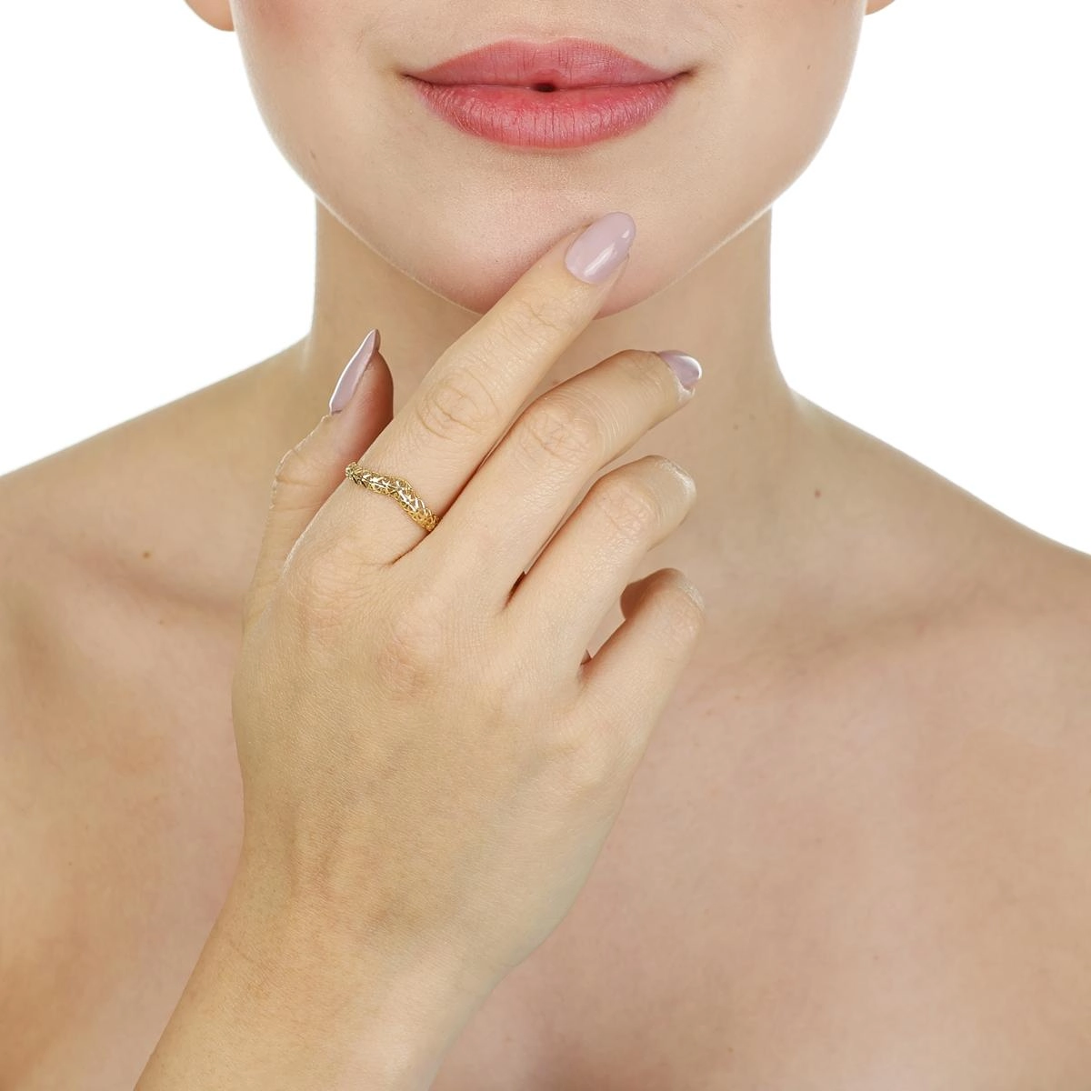 Anel Ouro 18k V Diamantado Vazado