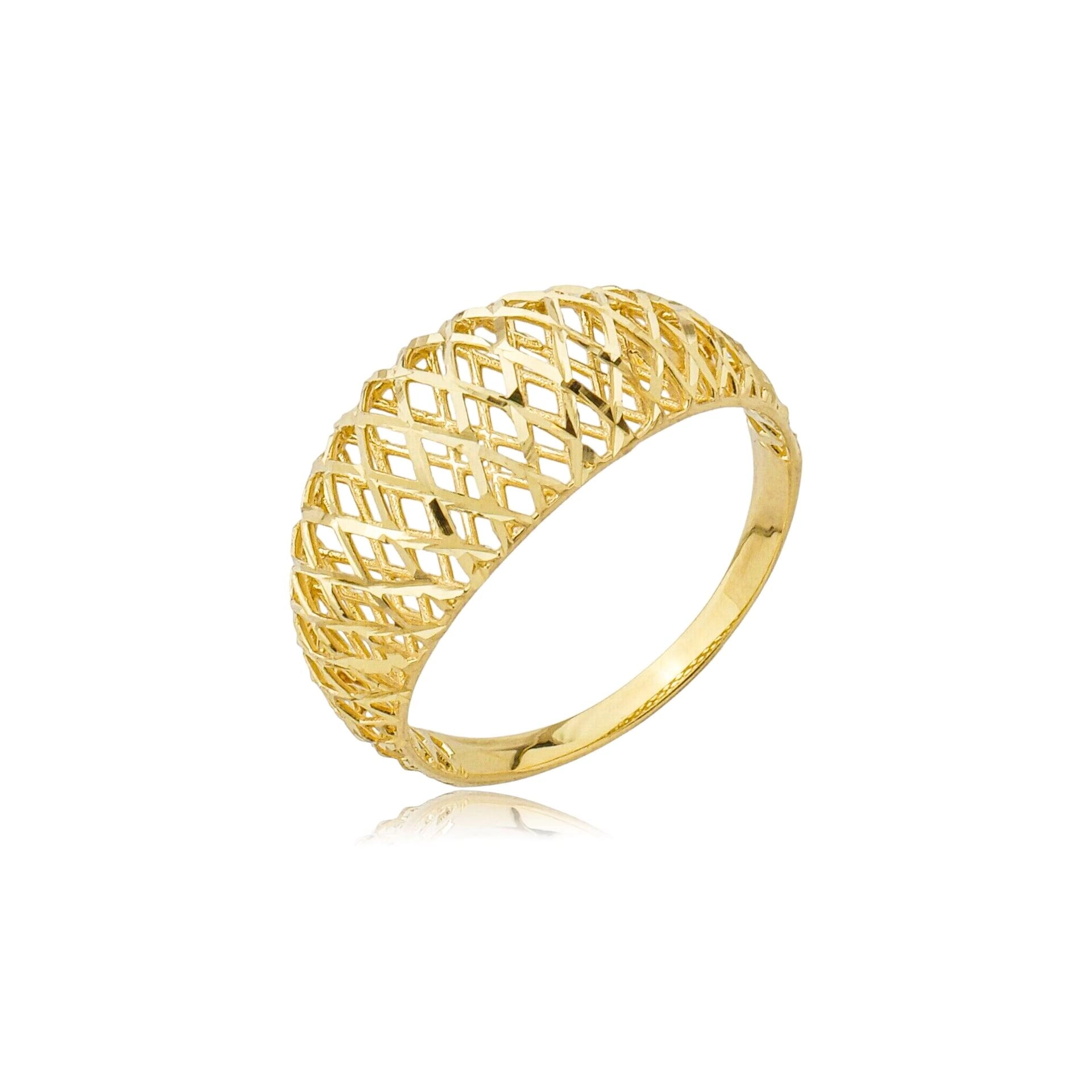 Anel Ouro 18k Vazado Diamantado