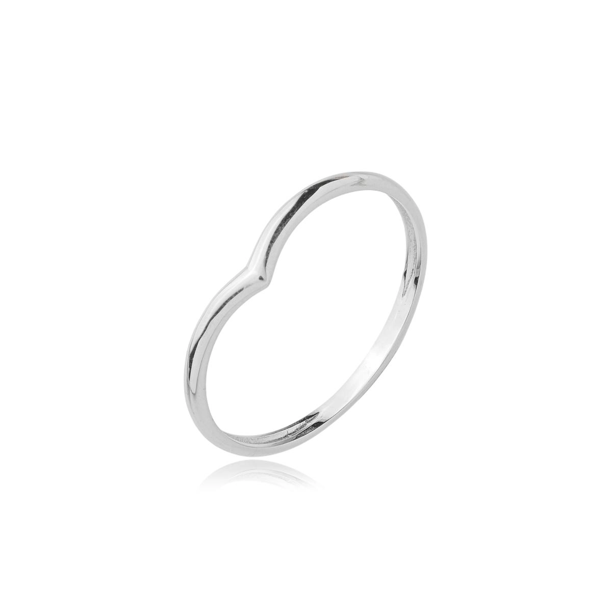 Anel Ouro Branco 18k V Liso