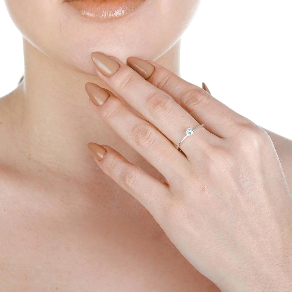 Anel Prata 925 Solitário 4mm C/Zircônias 