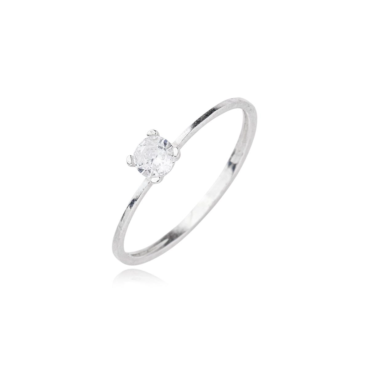 Anel Prata 925 Solitário 4mm C/Zircônias 