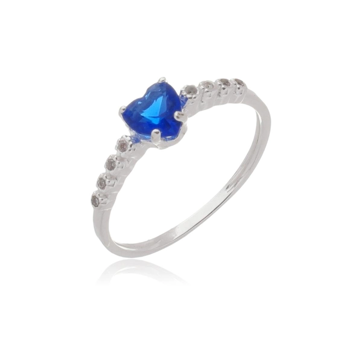 Anel Prata Coração 5.50mm Azul Royal Prata 925