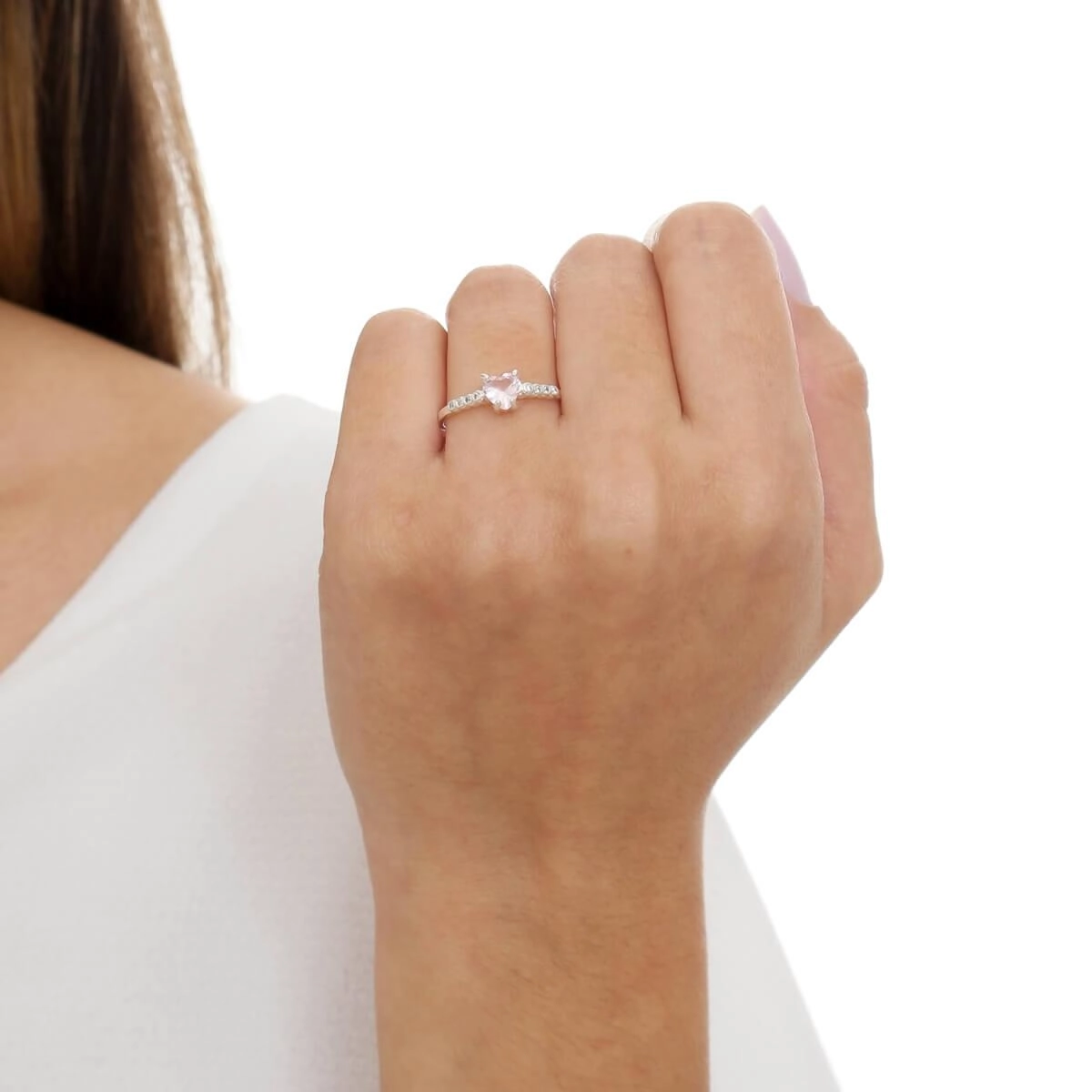 Anel Prata Coração 5.50mm Rosa Prata 925