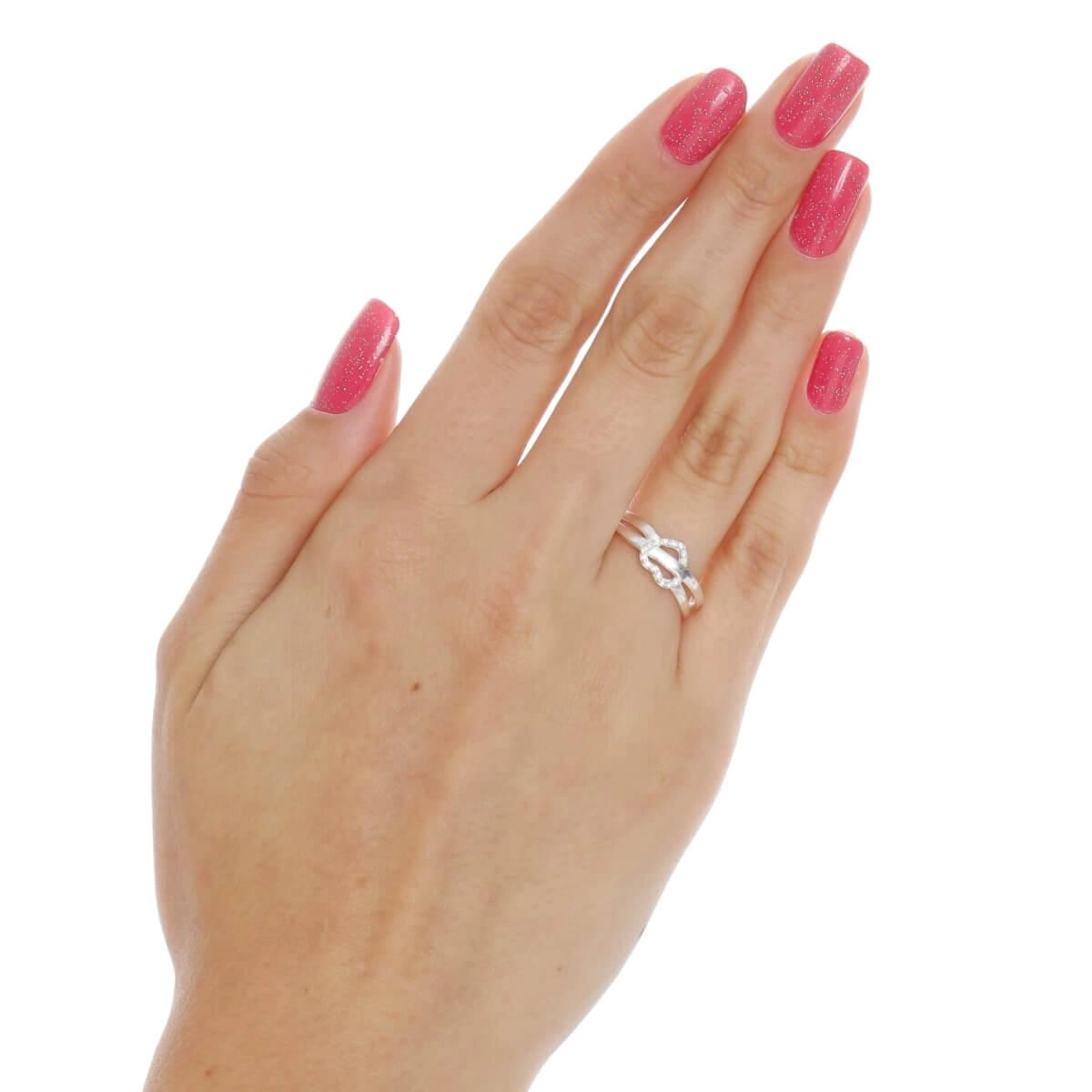 Anel Prata Coração Entrelaçado C/Zircônia 7mm Prata 925