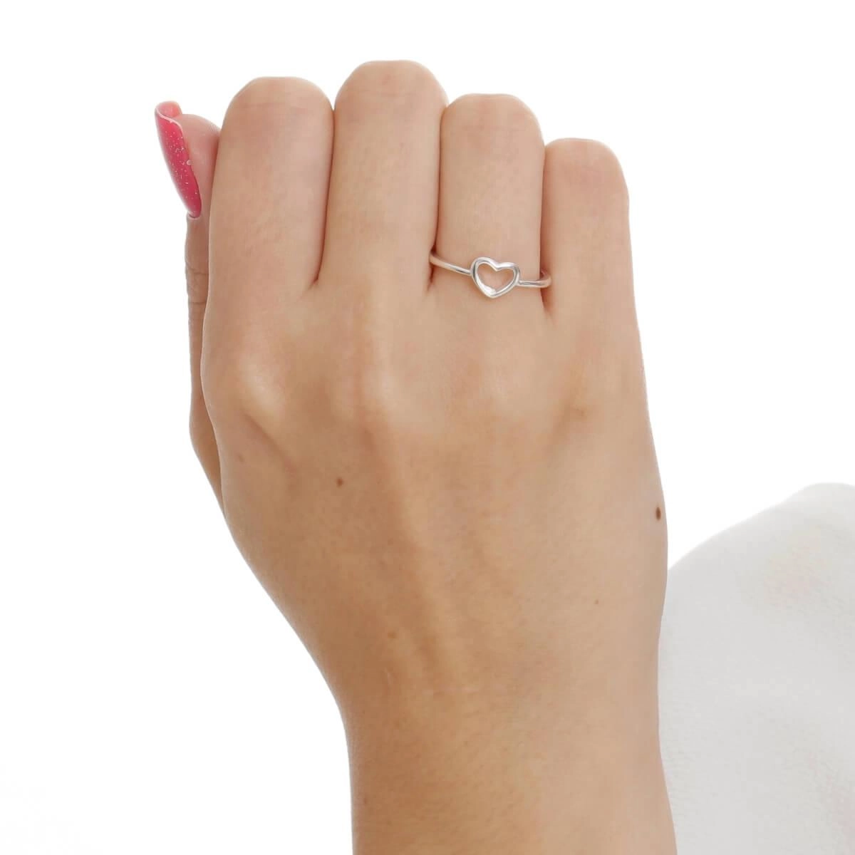 Anel Prata Coração Vazado 6mm Prata 925