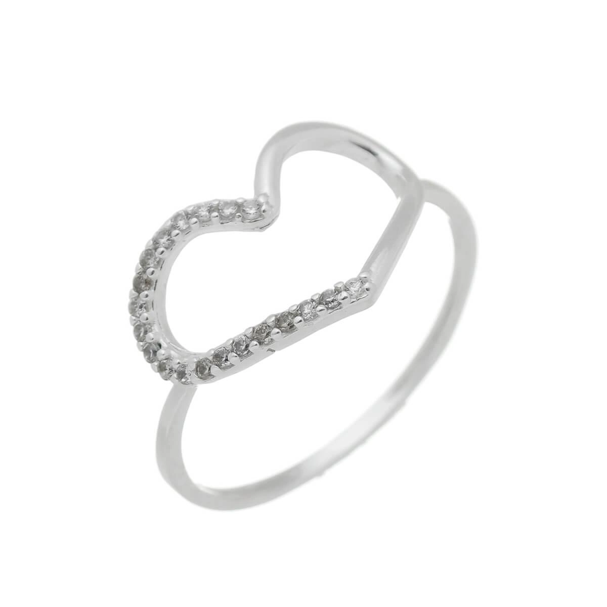 Anel Prata Coração Vazado C/ Pedras 12.50mm Prata 925