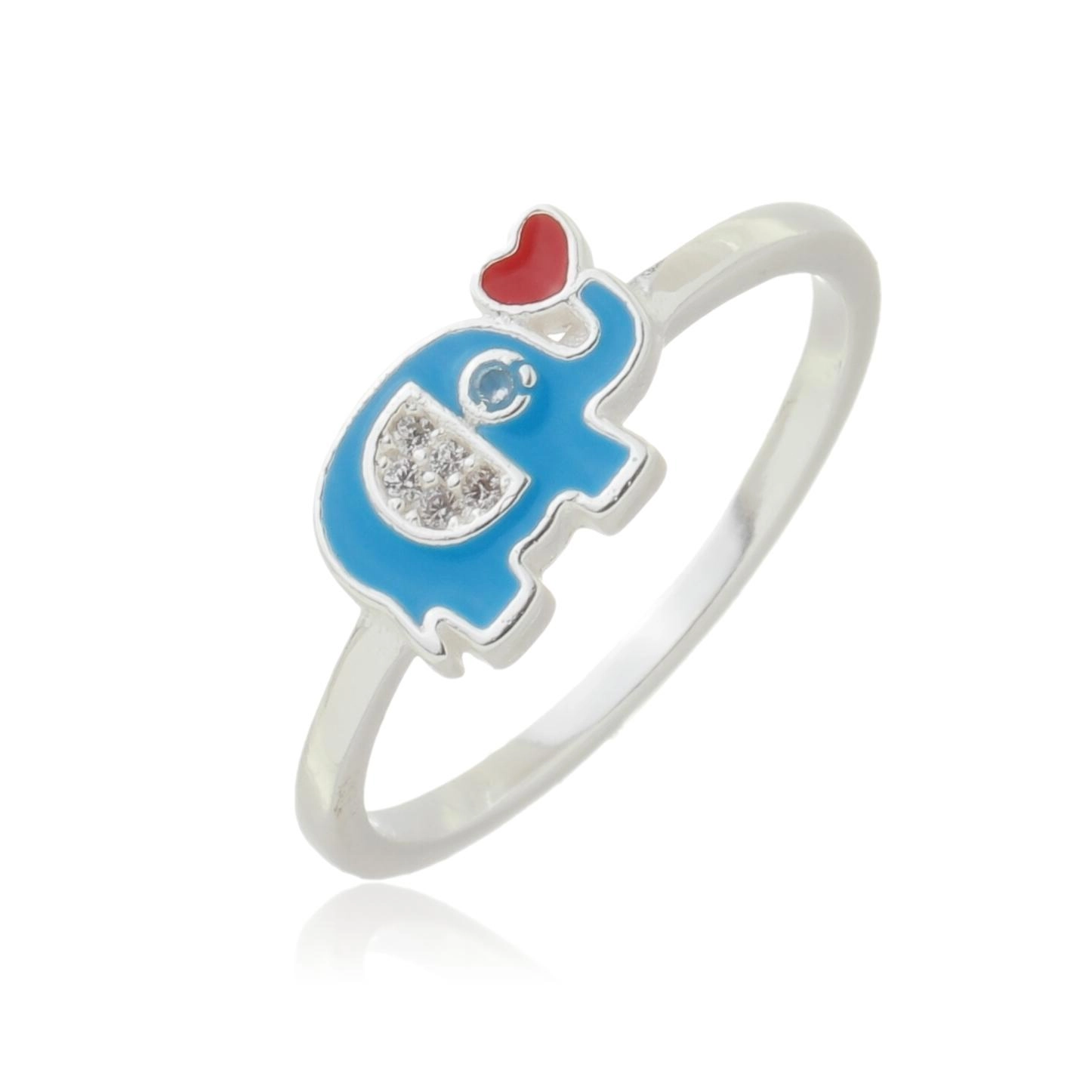 Anel Prata Elefante Azul Prata 925  