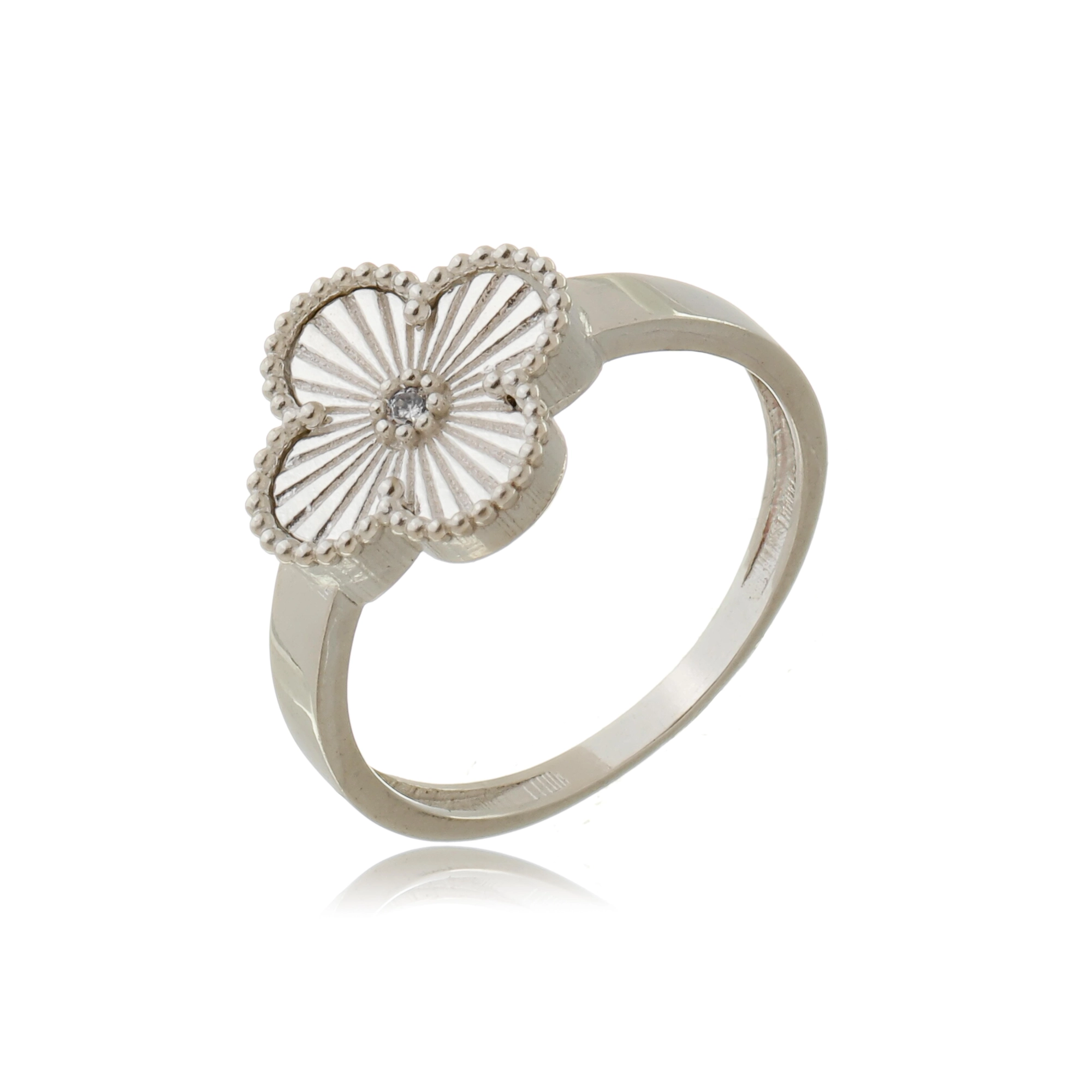 Anel Prata Flor 12mm C/Zircônias Prata 925
