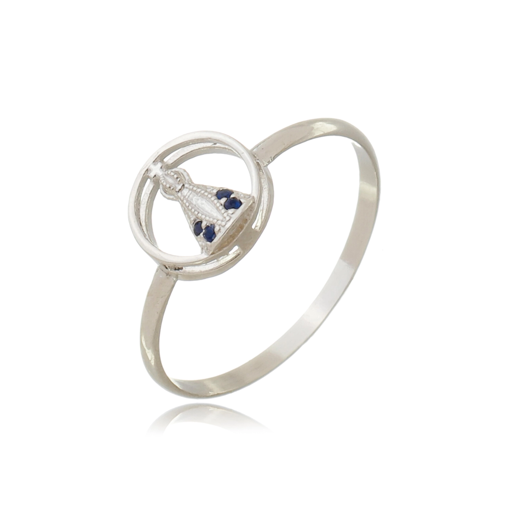 Anel Prata Nossa Senhora Redondo 8mm Prata 925
