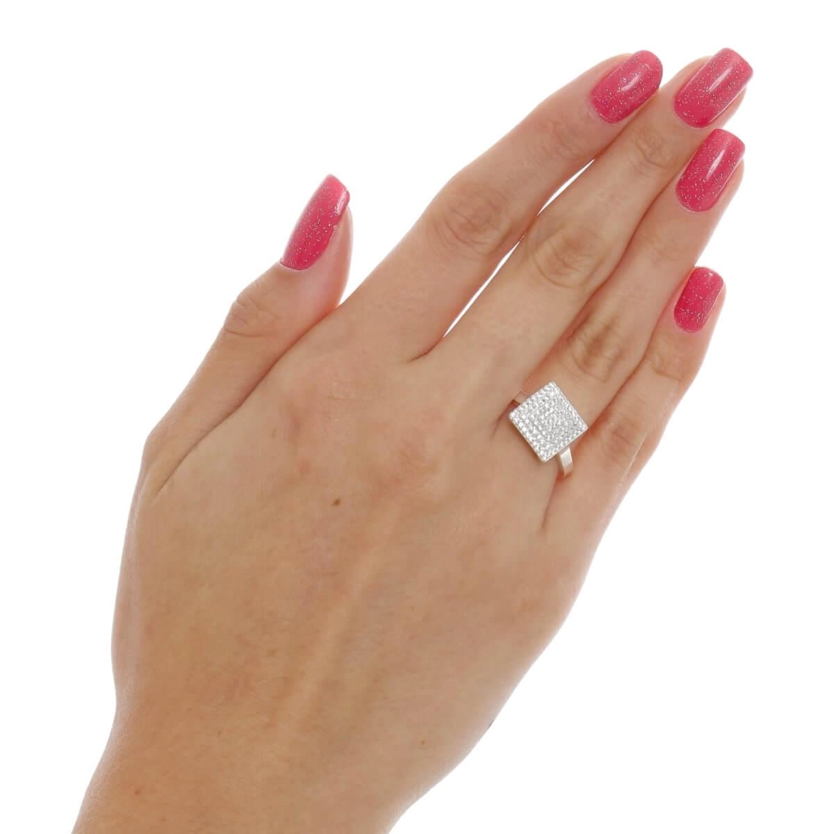 Anel Prata Quadrado 11mm C/Pedras Prata 925