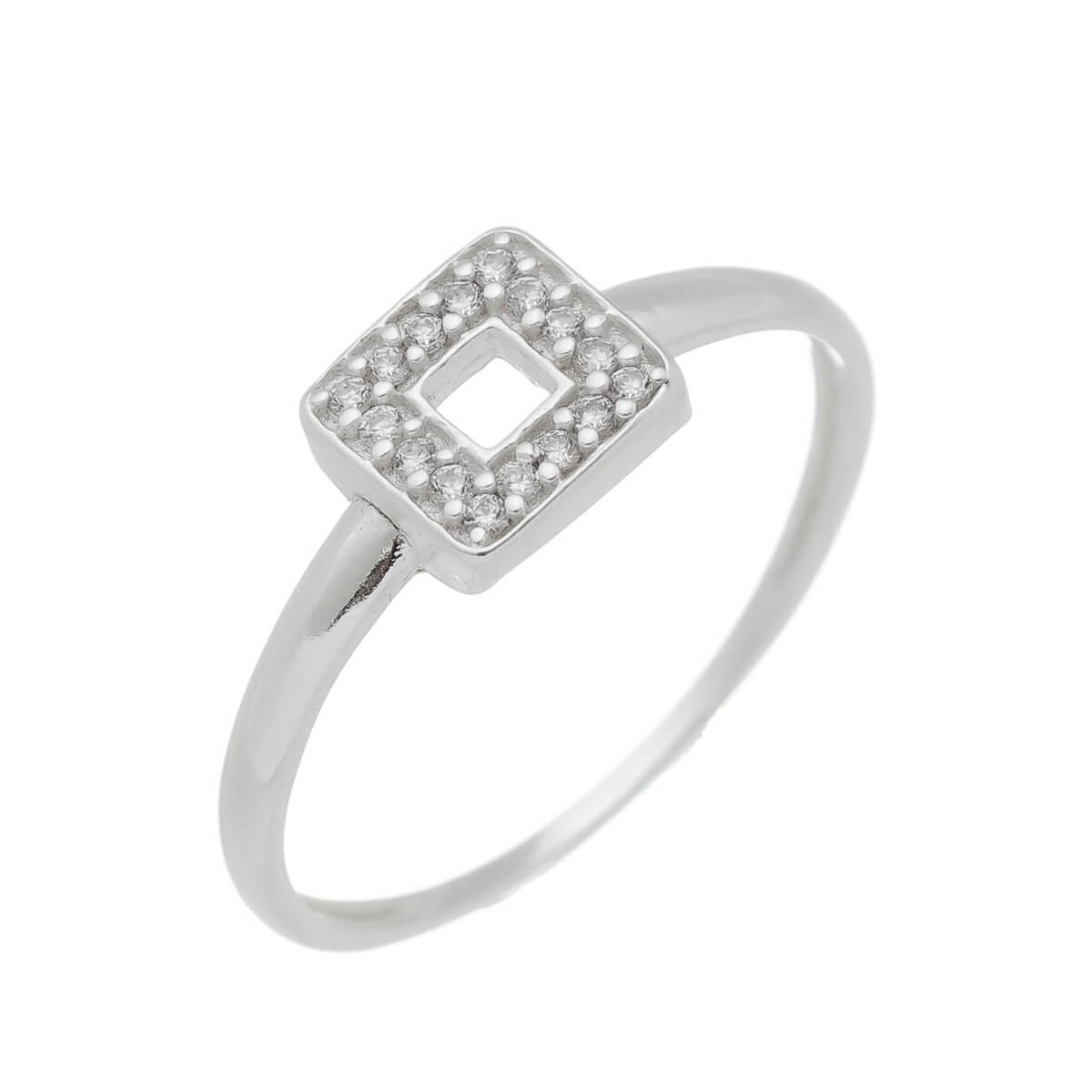 Anel Prata Quadrado C/ Pedras 6.30mm Prata 925
