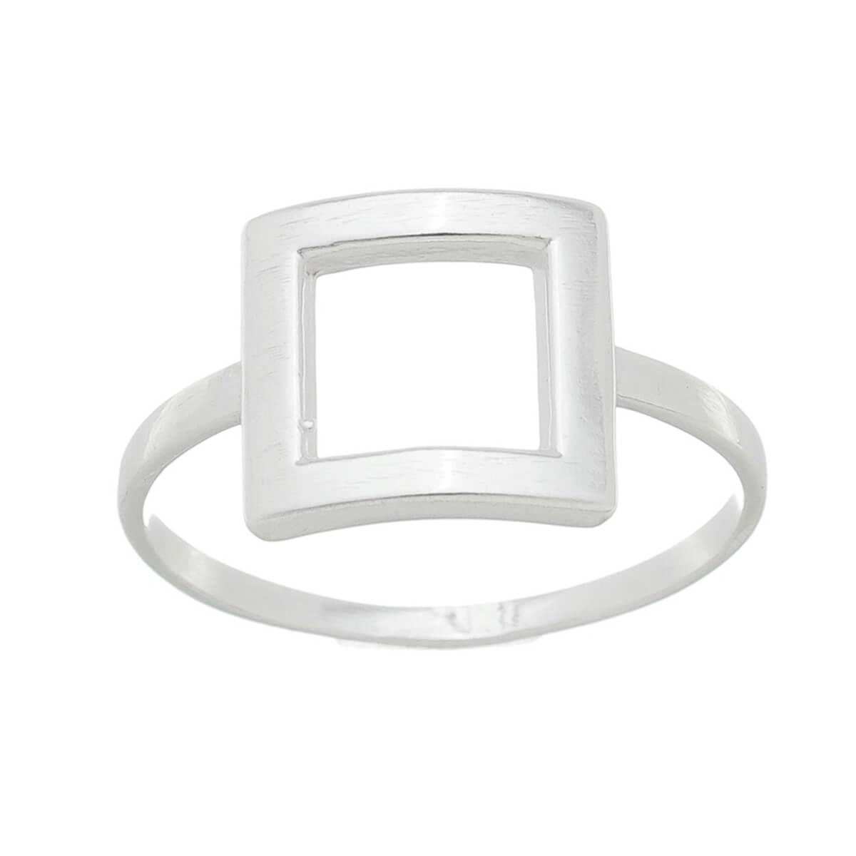 Anel Prata Quadrado Vazado 10mm Prata 925