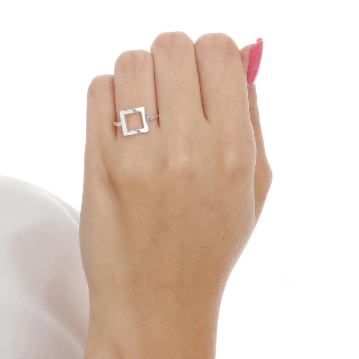 Anel Prata Quadrado Vazado 10mm Prata 925