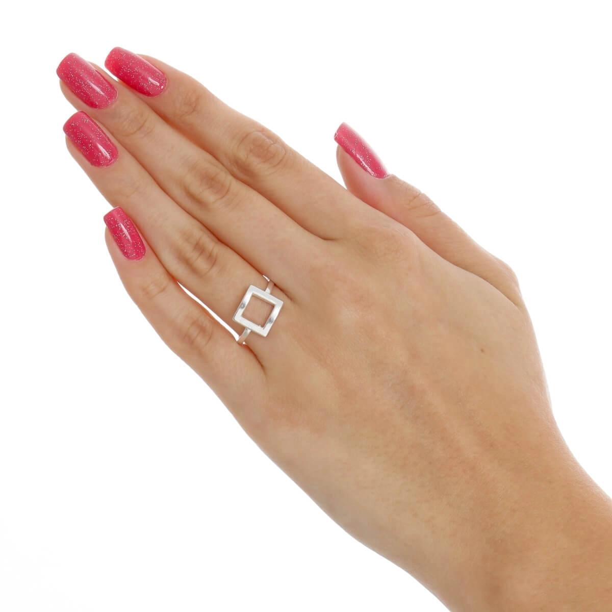 Anel Prata Quadrado Vazado 10mm Prata 925
