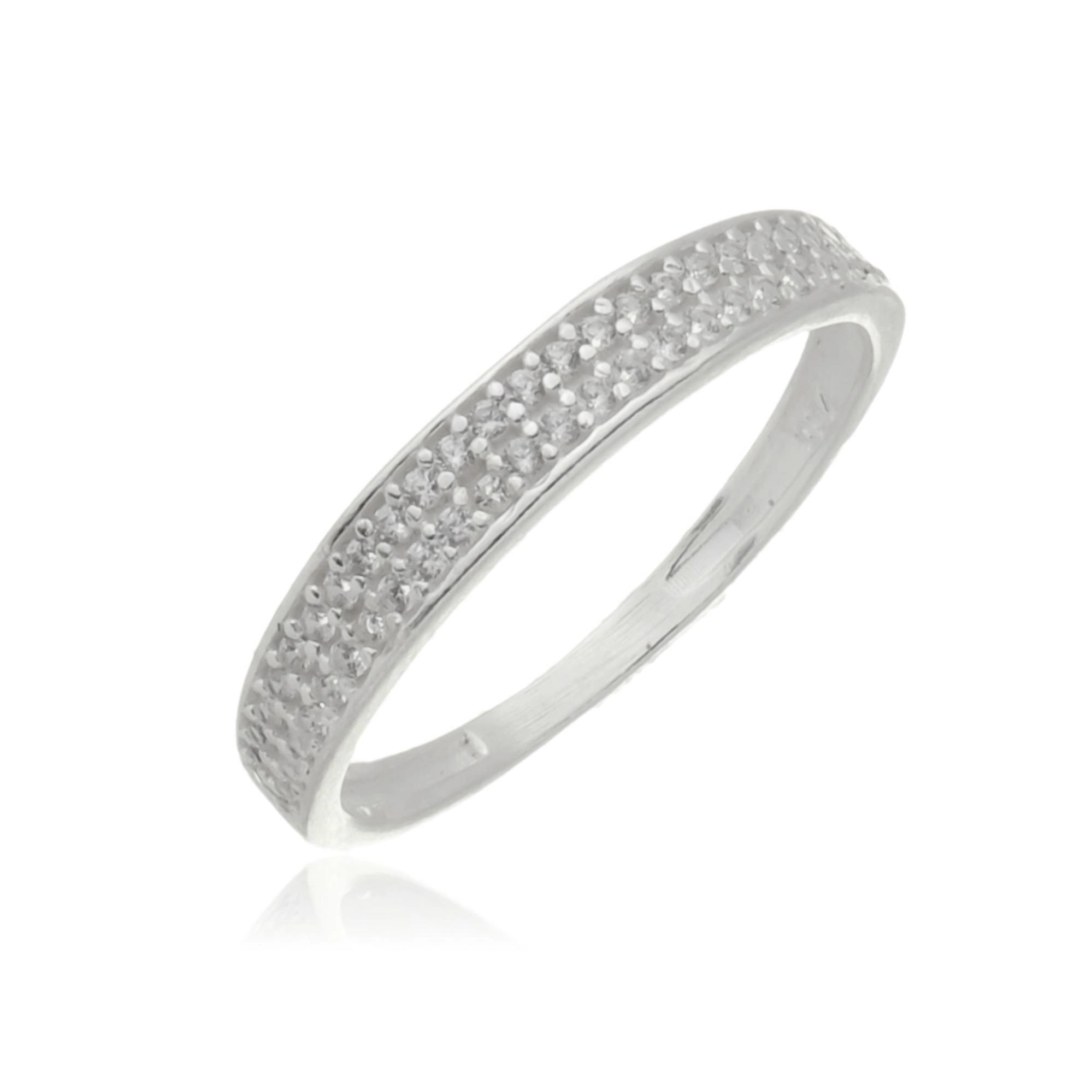 Anel Prata Reto C/Pedras Prata 925