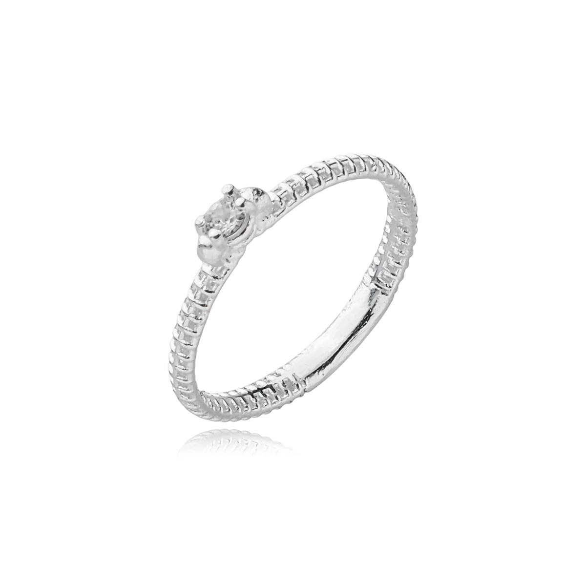 Anel Prata Solitário 3.50mm Vazado Prata 925