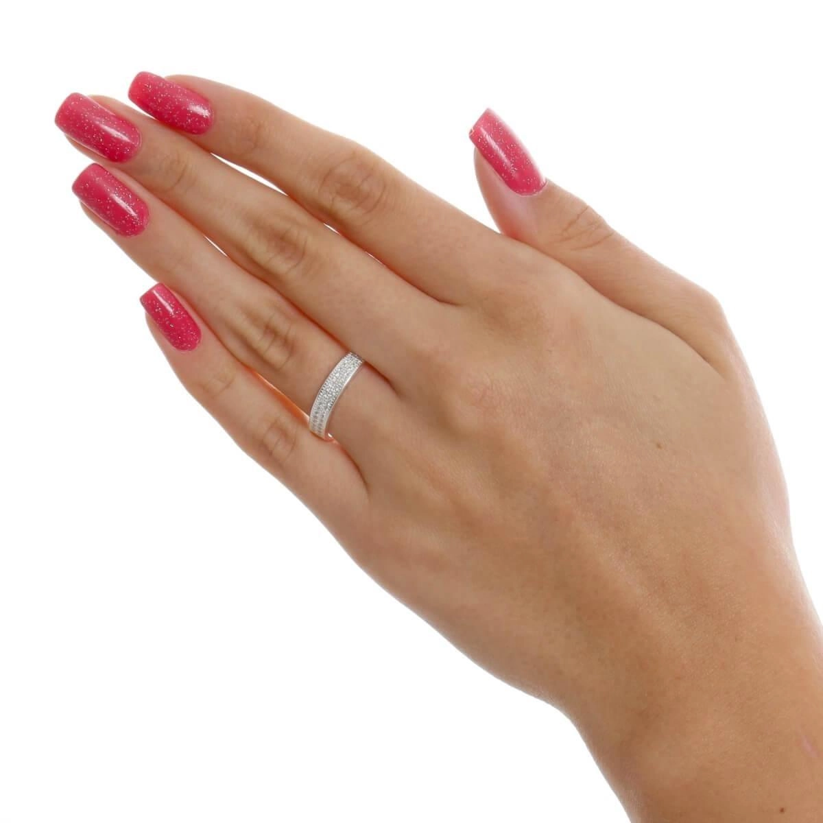 Anel Prata Trabalhado 2 Fileiras C/Pedras Prata 925