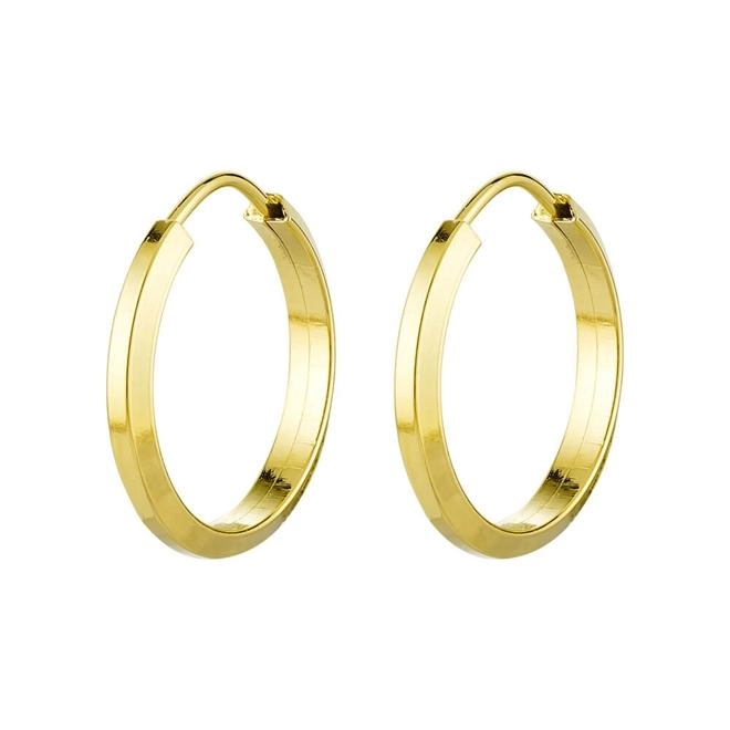 Brinco Argola Redonda Chanfrada 0.95 gramas Ouro 18k