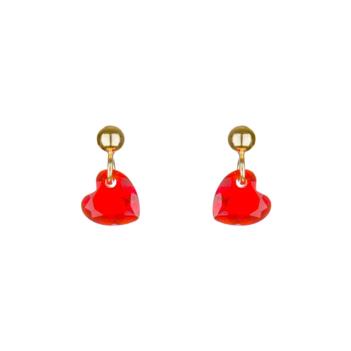 Brinco Coração Vermelho 0.40 gramas Ouro 18k