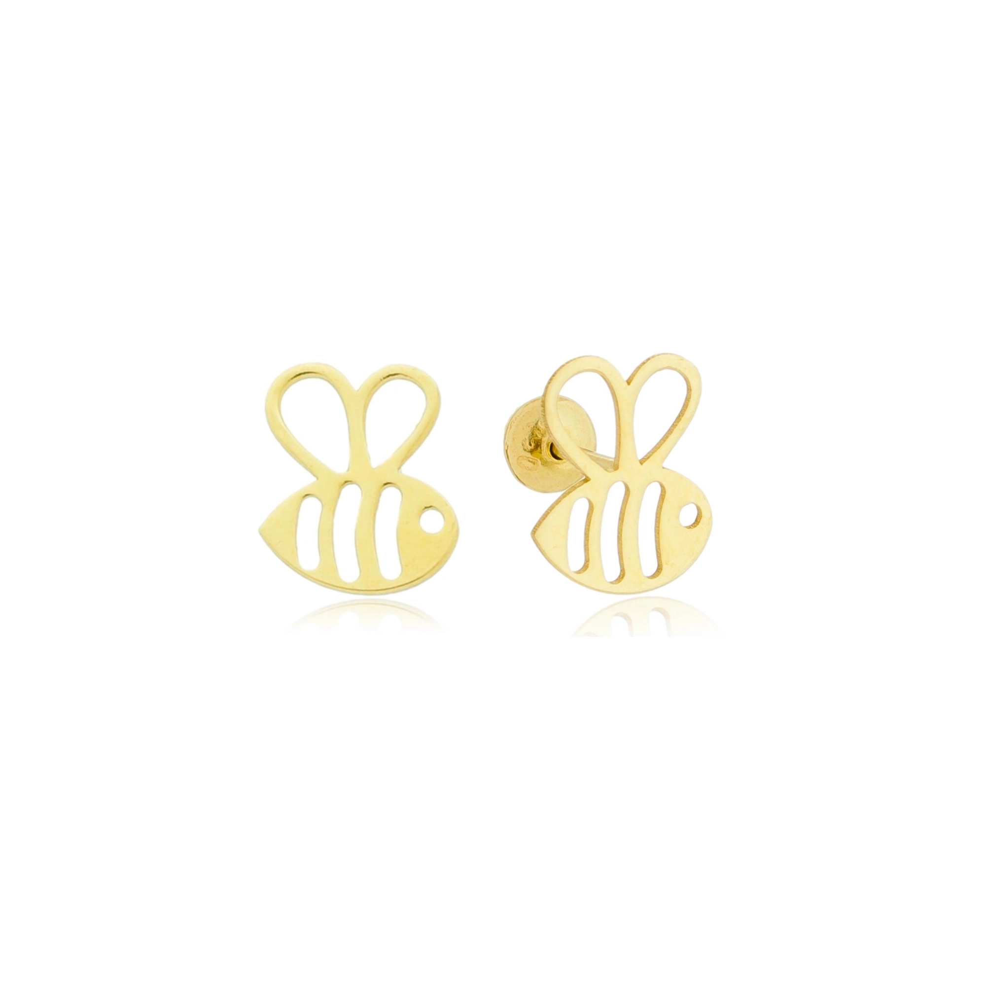 Brinco Ouro 18k Abelha 8.00mm